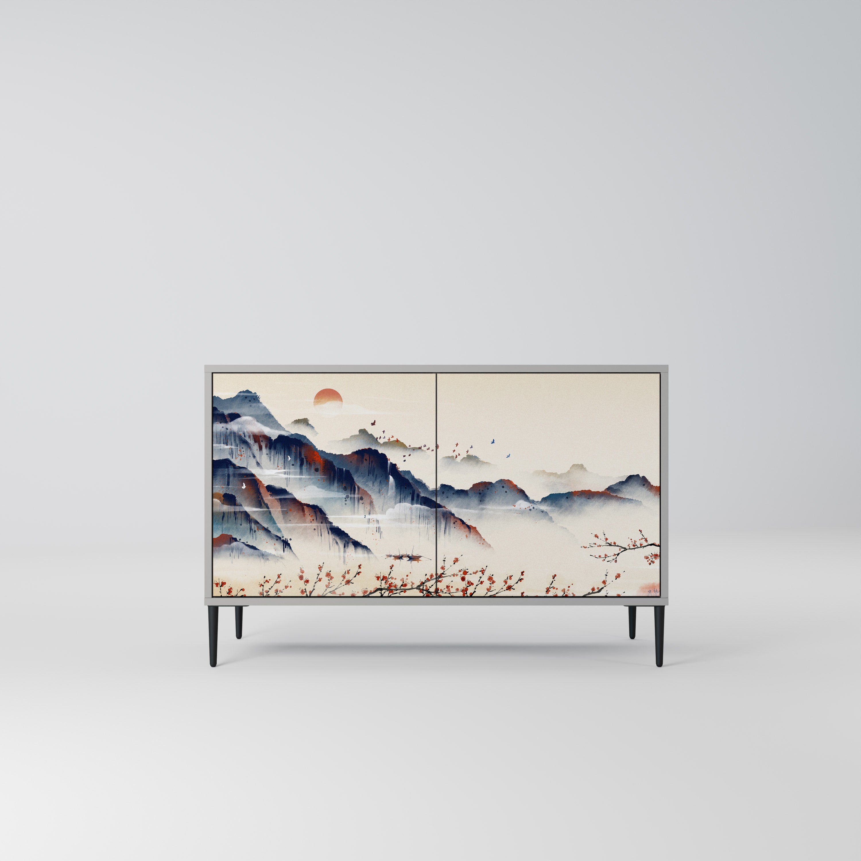 JAPANESE LANDSCAPE Komoda 2-drzwiowa korpus Szary