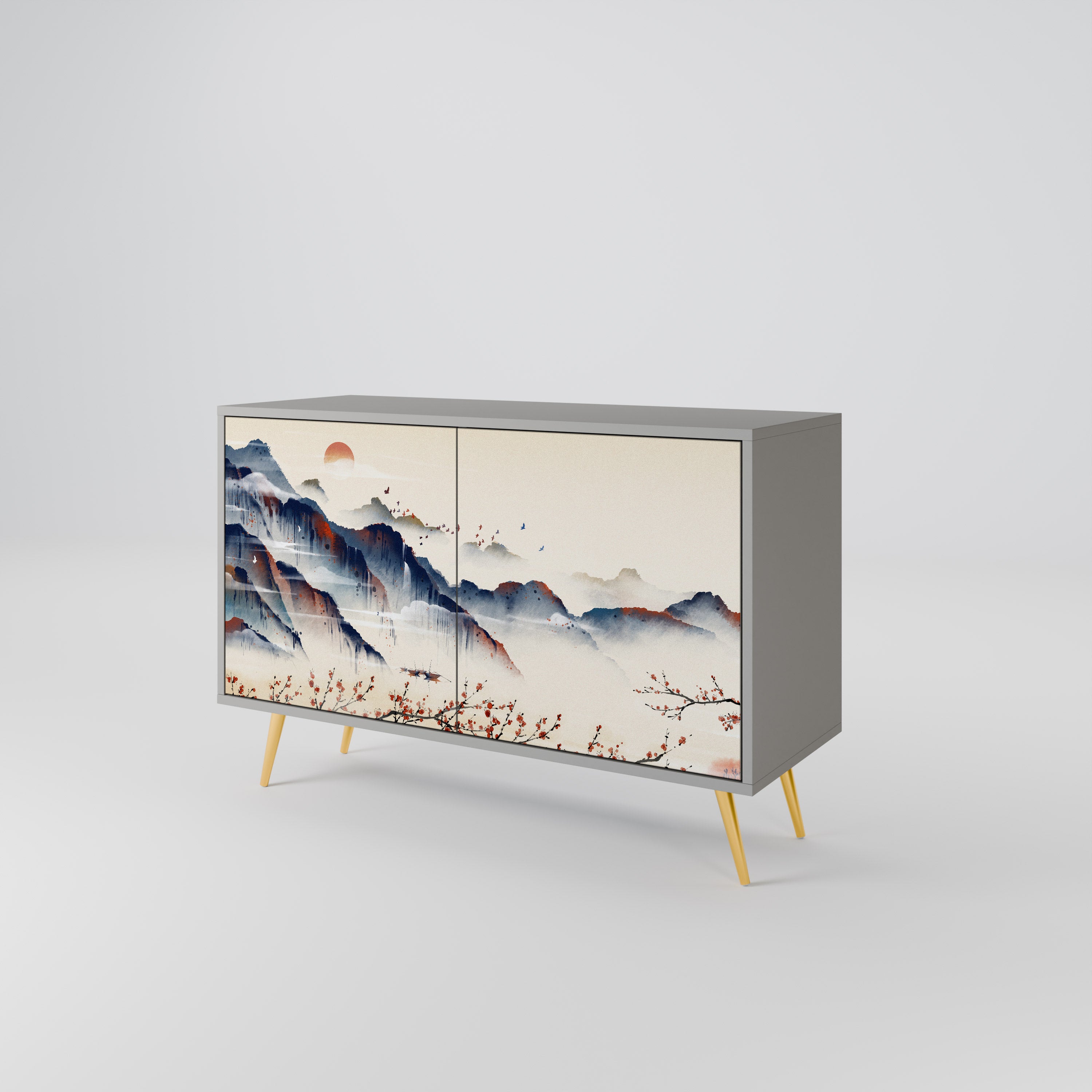 JAPANESE LANDSCAPE Komoda 2-drzwiowa korpus Szary