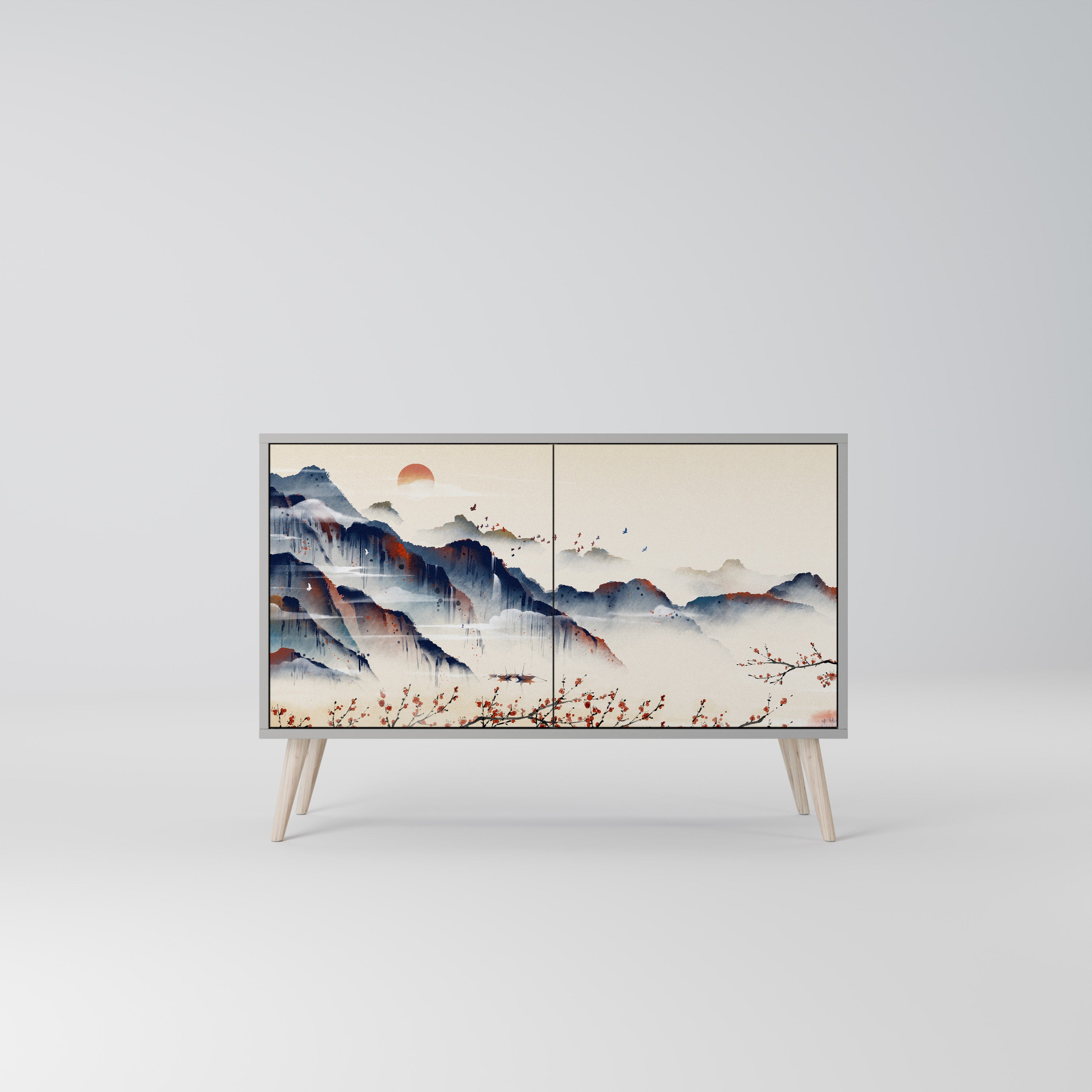 JAPANESE LANDSCAPE Komoda 2-drzwiowa korpus Szary