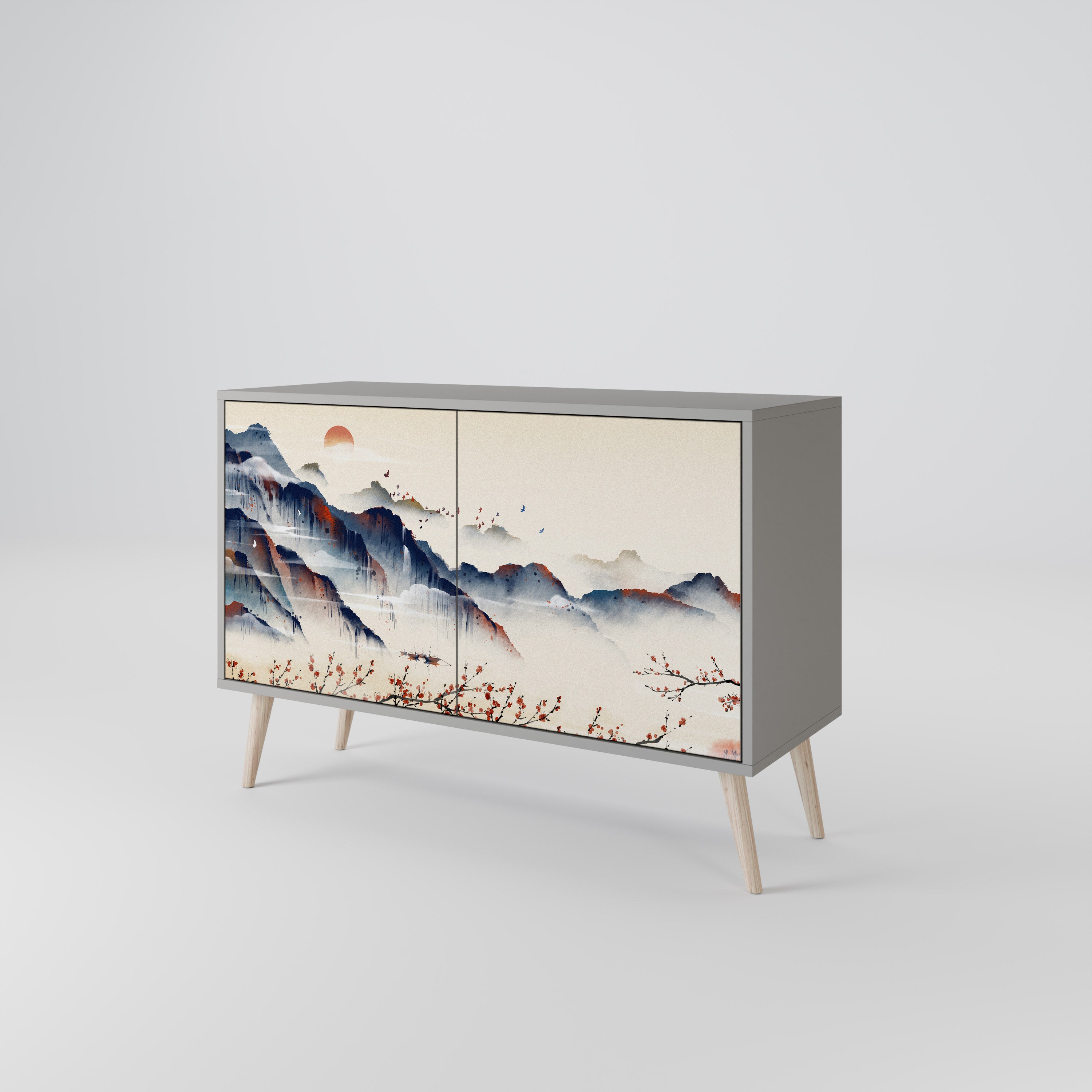 JAPANESE LANDSCAPE Komoda 2-drzwiowa korpus Szary