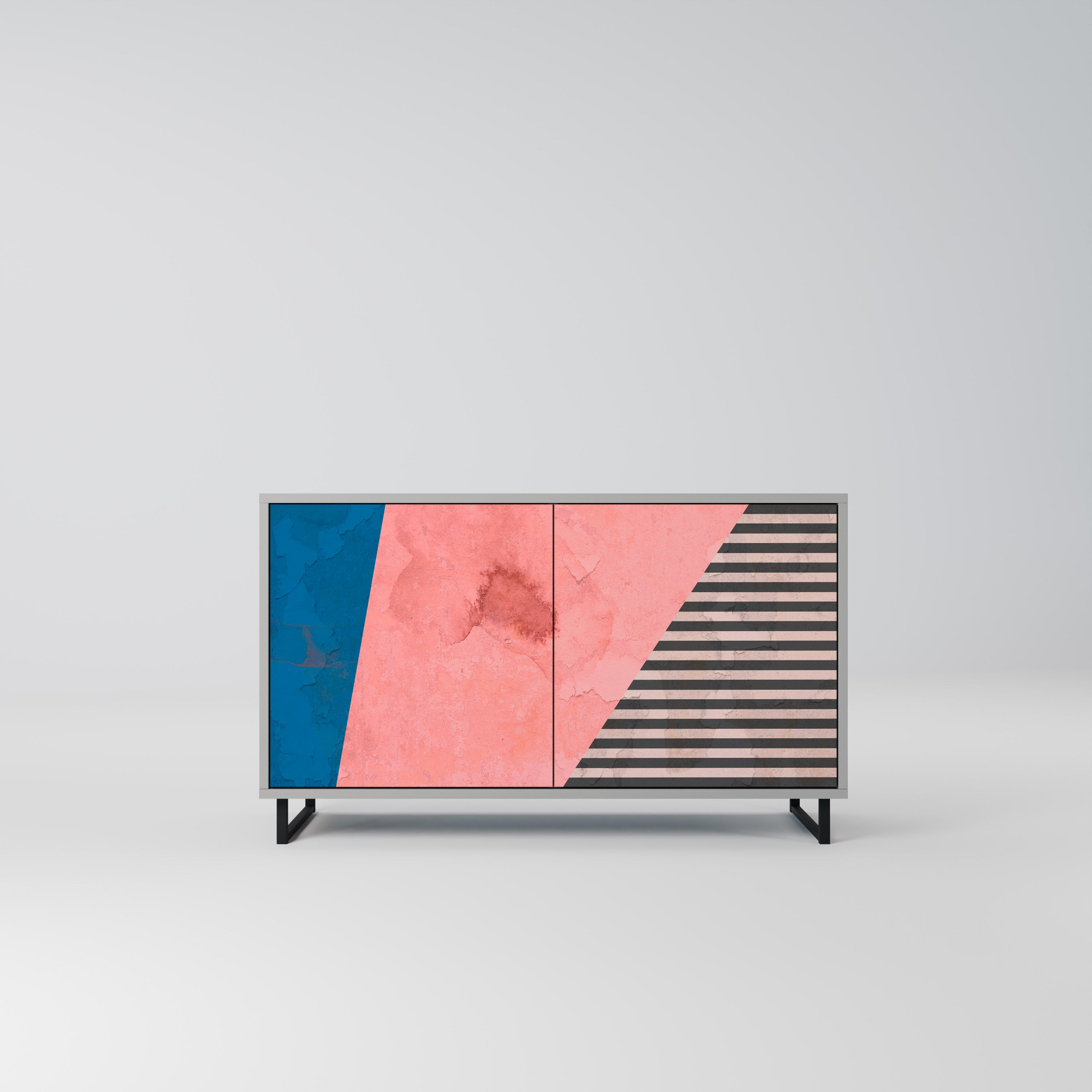 GLAMOROUS STRIPE Komoda 2-drzwiowa korpus Szary