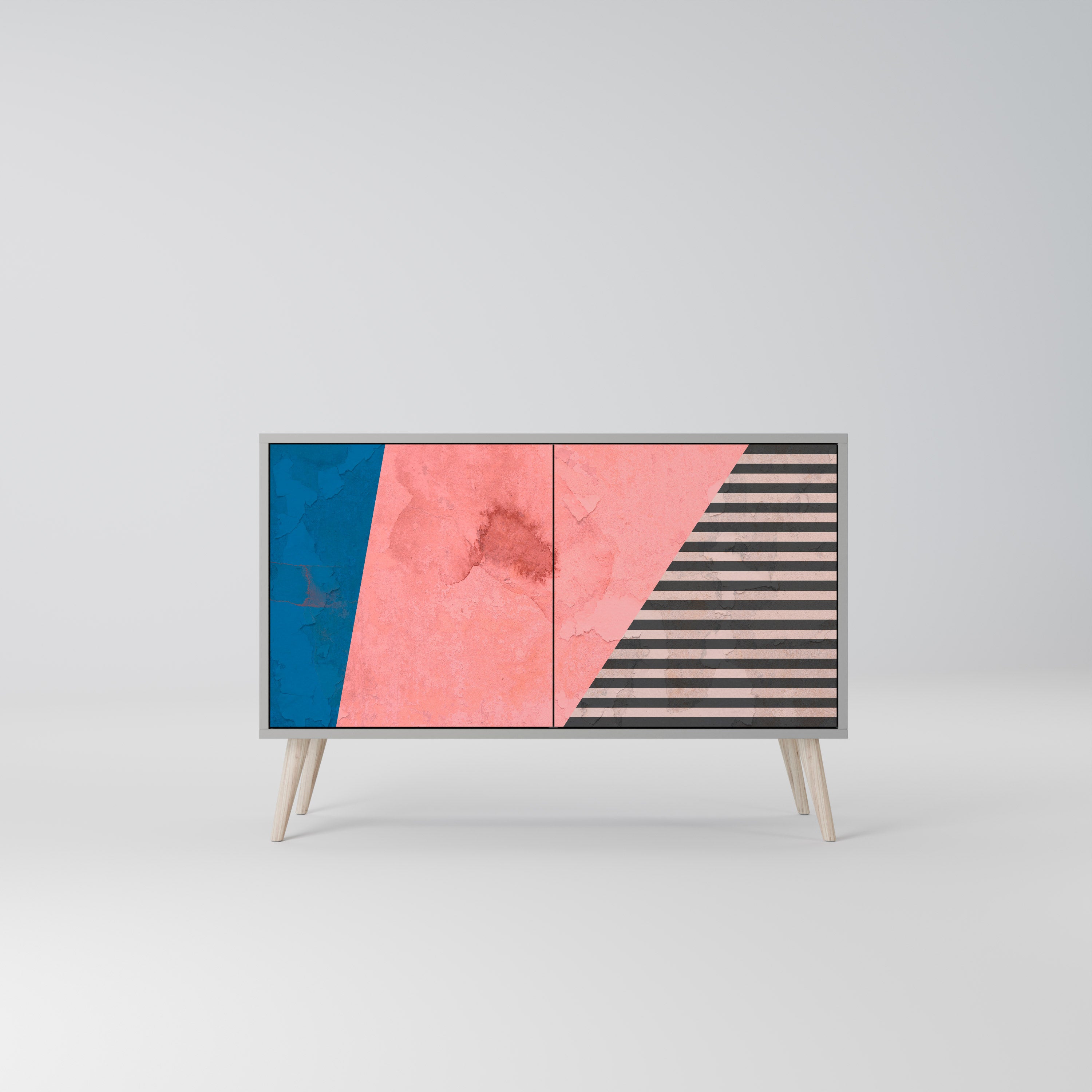 GLAMOROUS STRIPE Komoda 2-drzwiowa korpus Szary