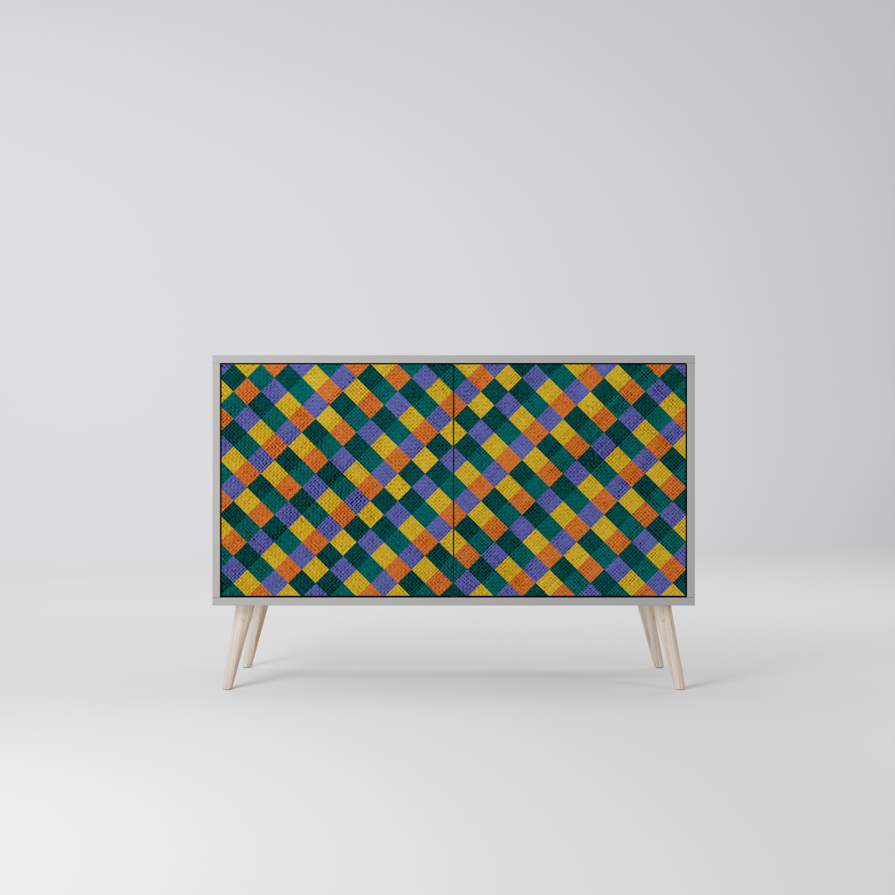PAINTED SQUARES MIX Komoda 2-drzwiowa korpus Szary