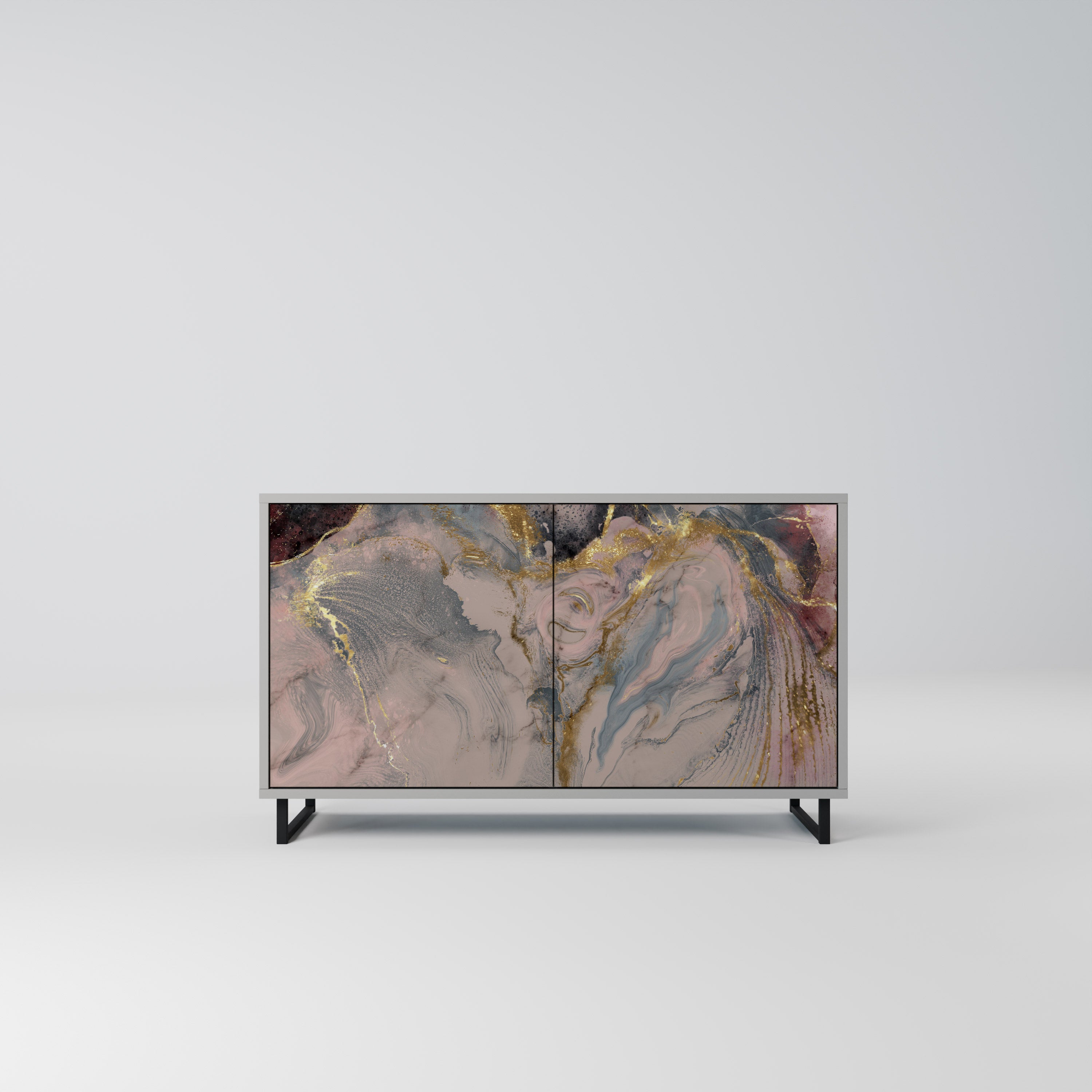 GILDED SWIRLS Komoda 2-drzwiowa korpus Szary