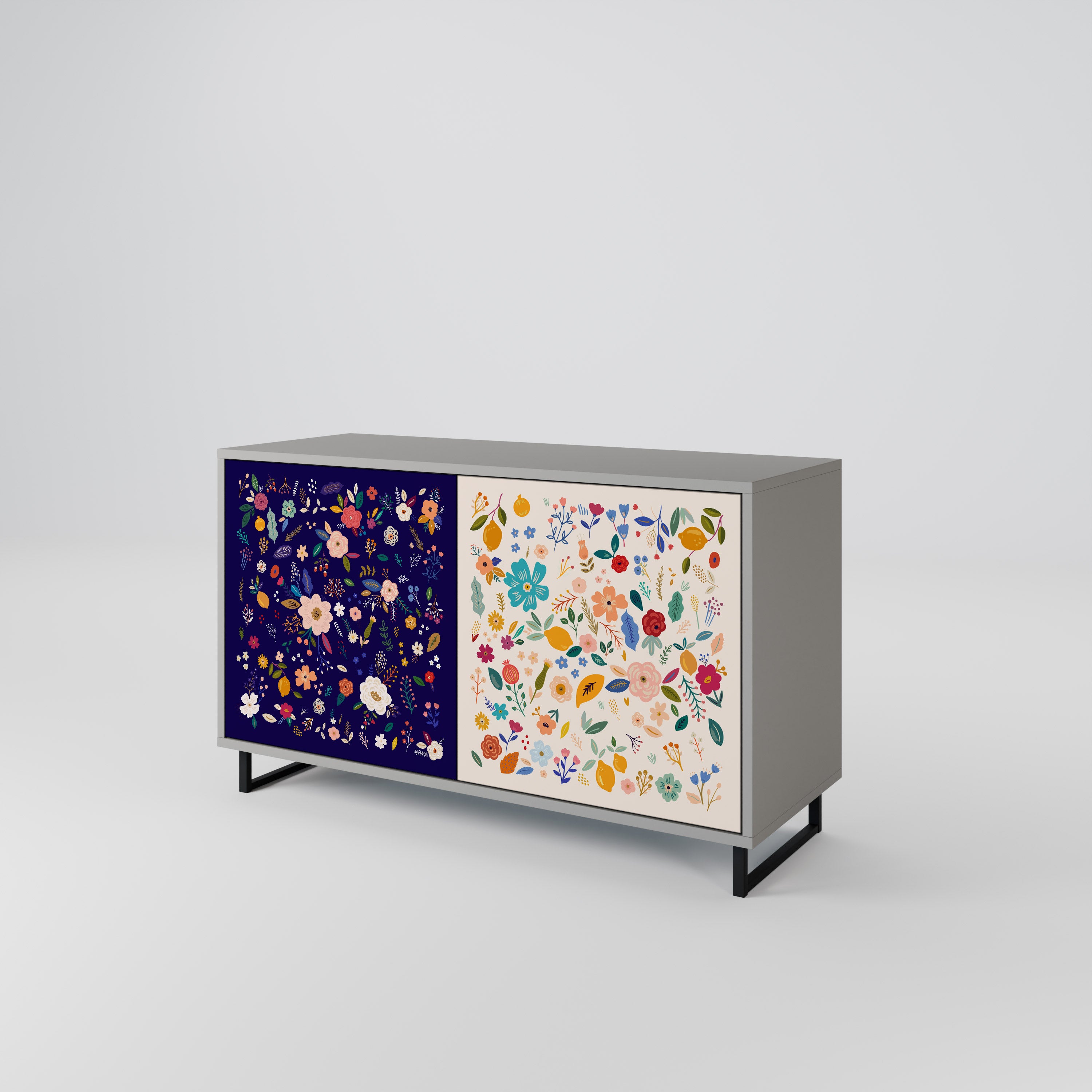 FLORAL COMBINATION Komoda 2-drzwiowa korpus Szary