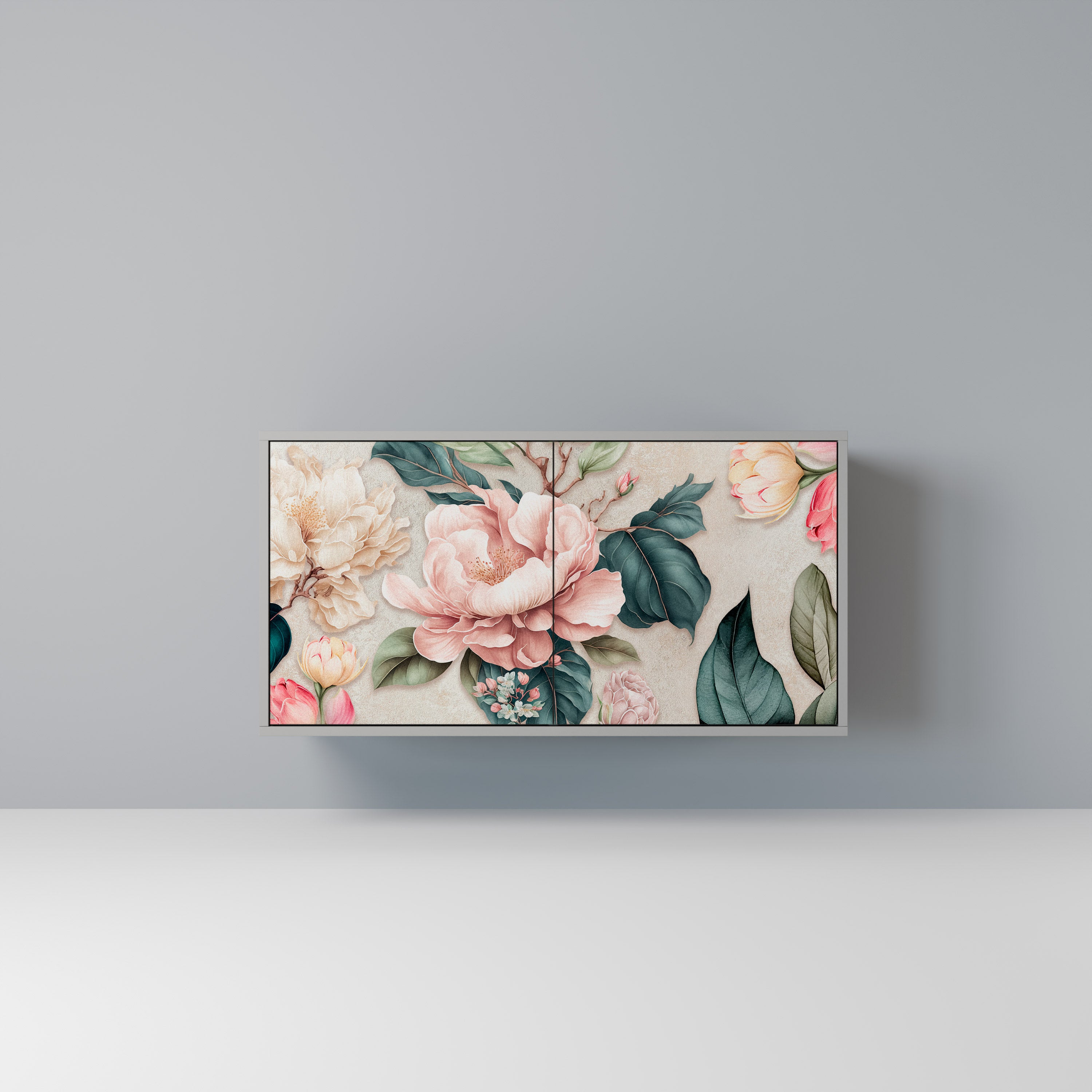 FLORAL GRACE Komoda 2-drzwiowa korpus Szary