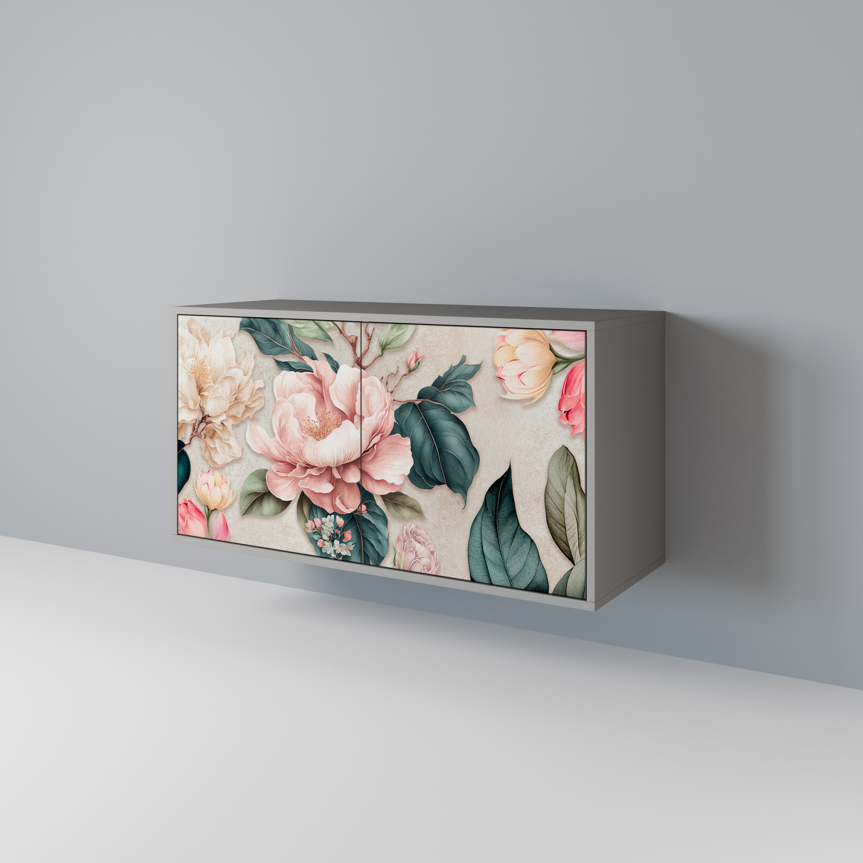 FLORAL GRACE Komoda 2-drzwiowa korpus Szary