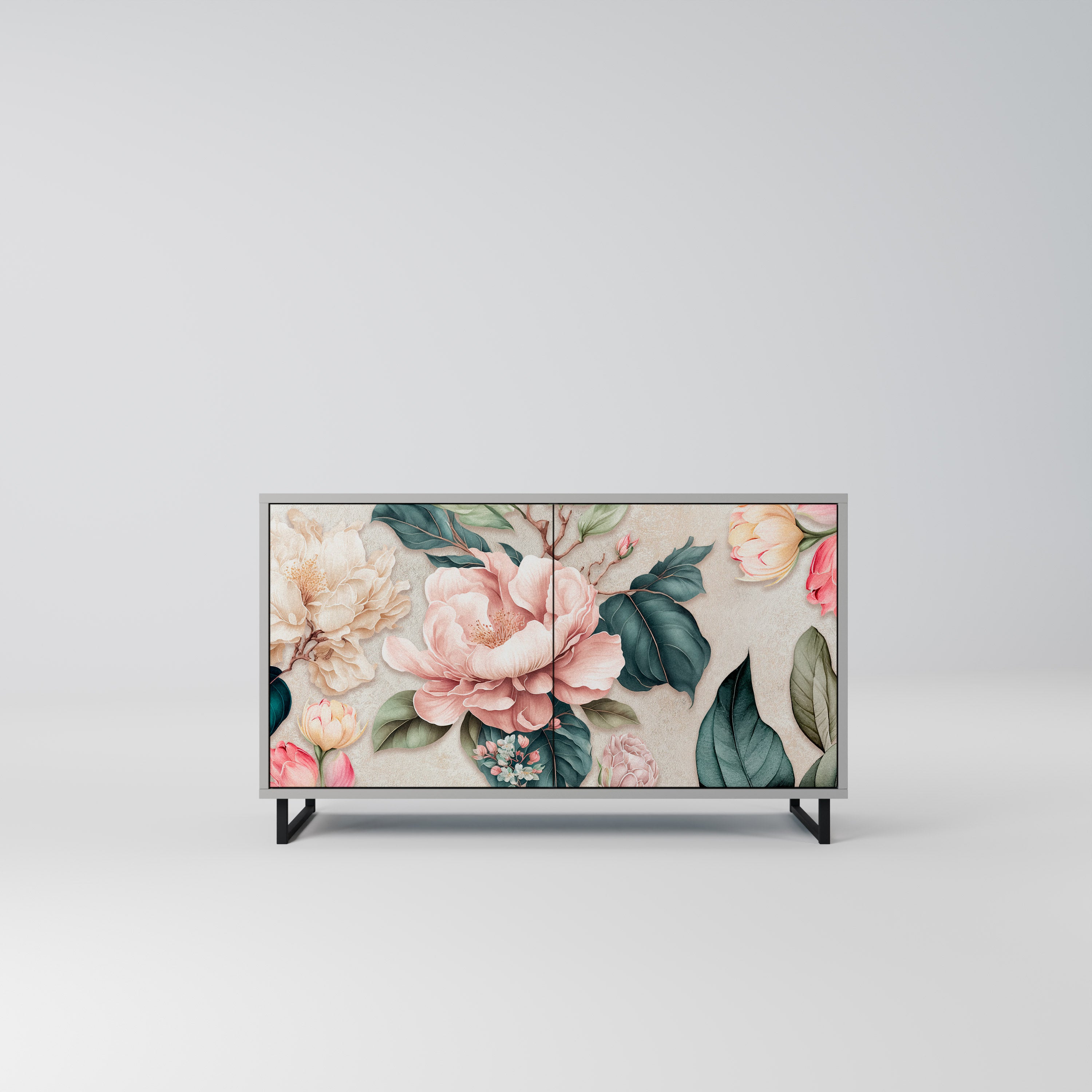 FLORAL GRACE Komoda 2-drzwiowa korpus Szary