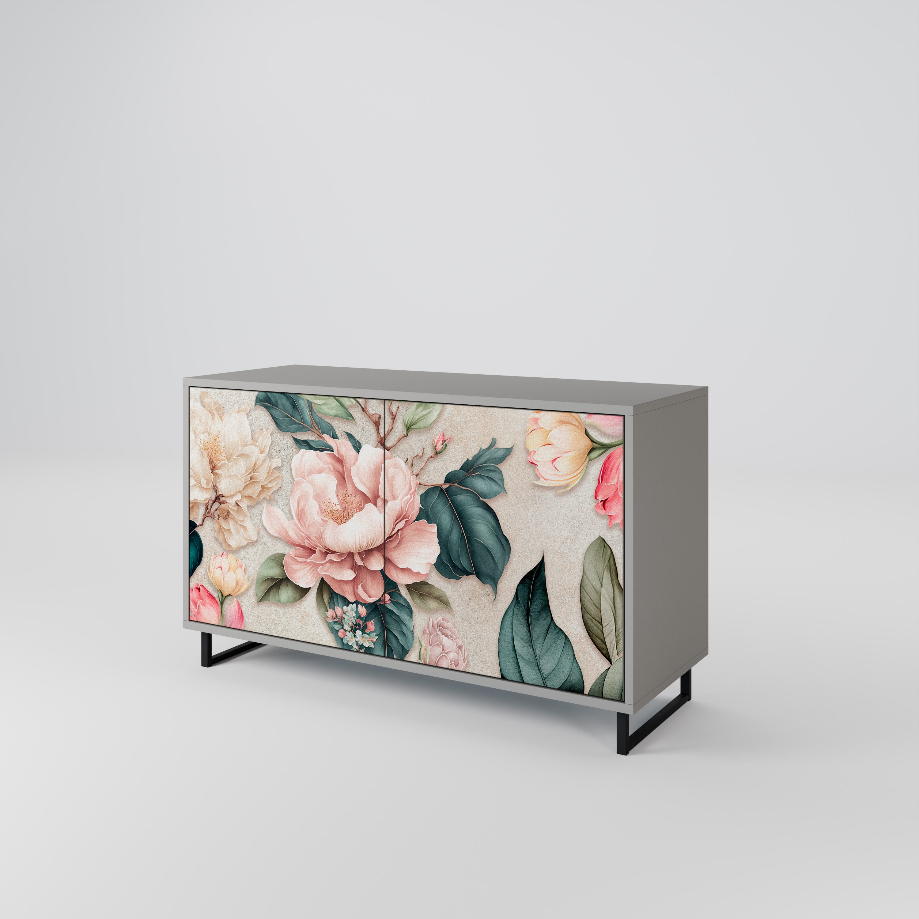 FLORAL GRACE Komoda 2-drzwiowa korpus Szary