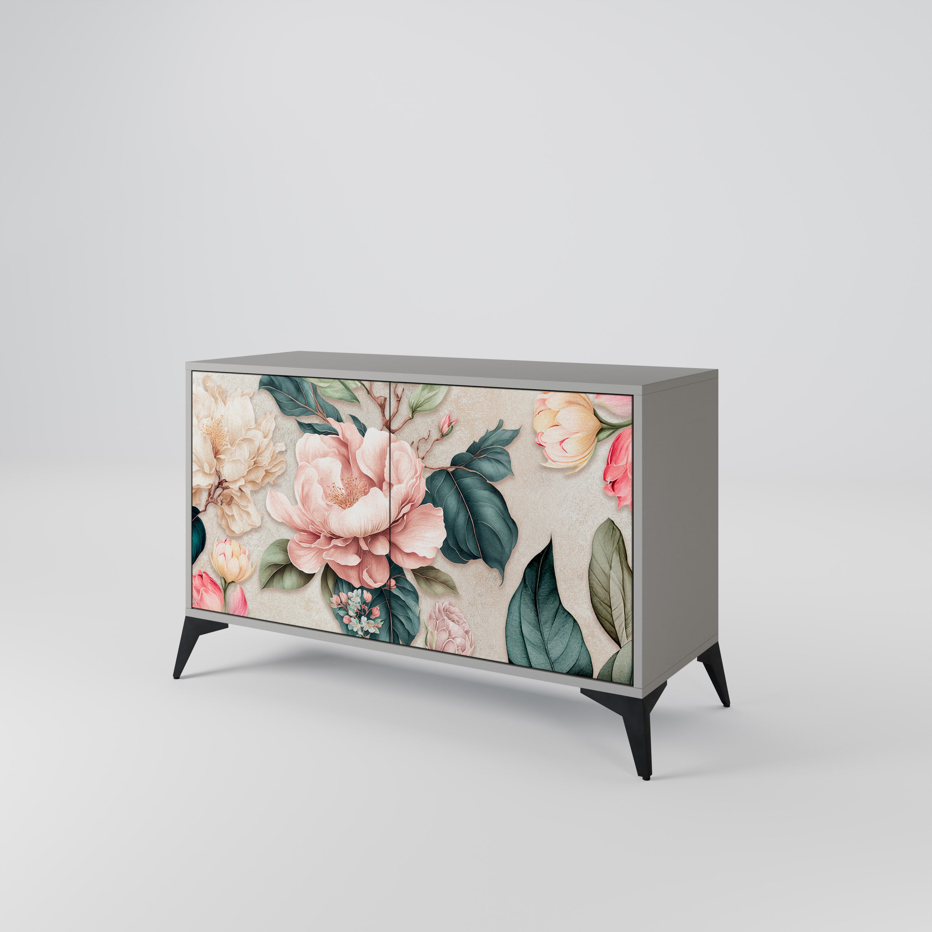 FLORAL GRACE Komoda 2-drzwiowa korpus Szary