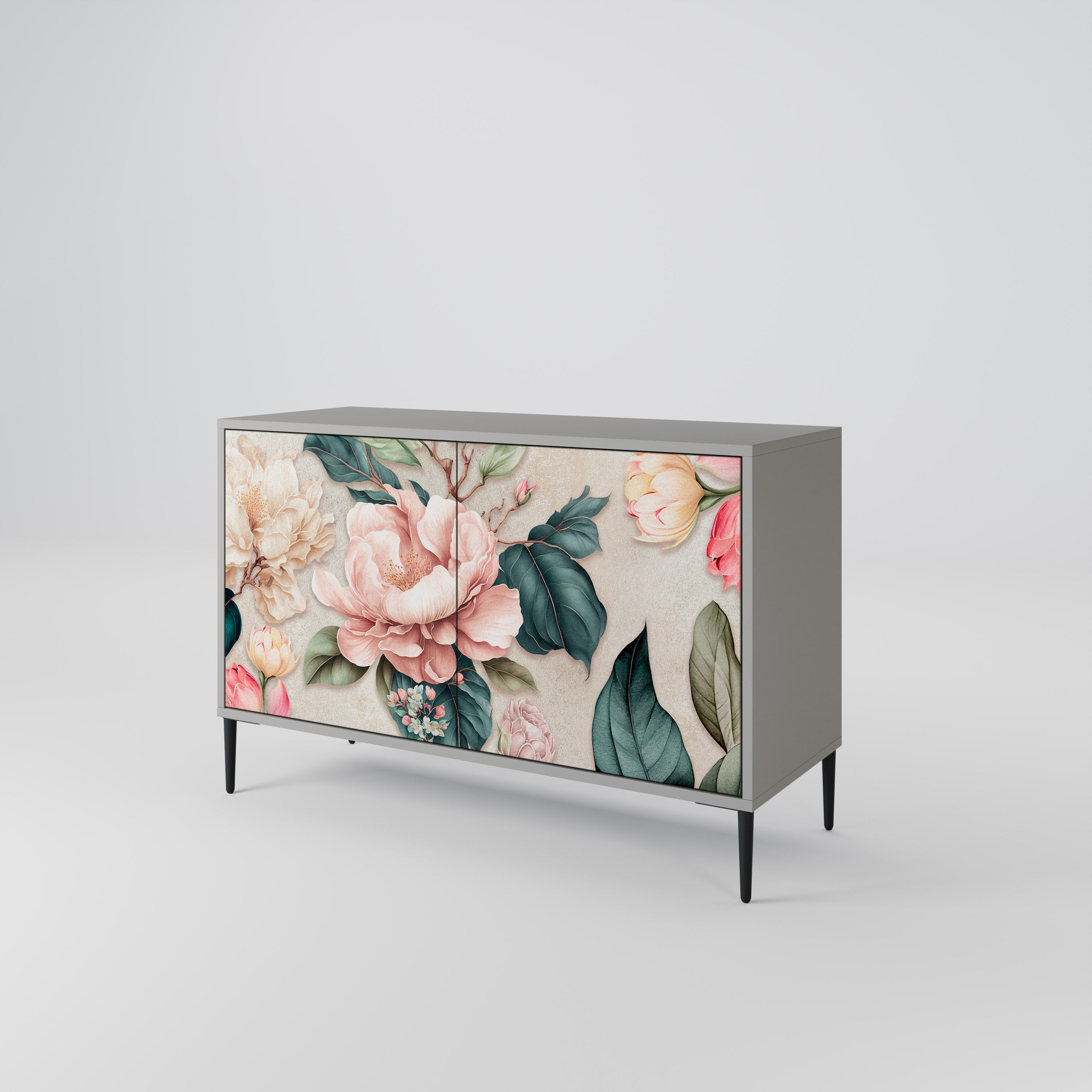 FLORAL GRACE Komoda 2-drzwiowa korpus Szary