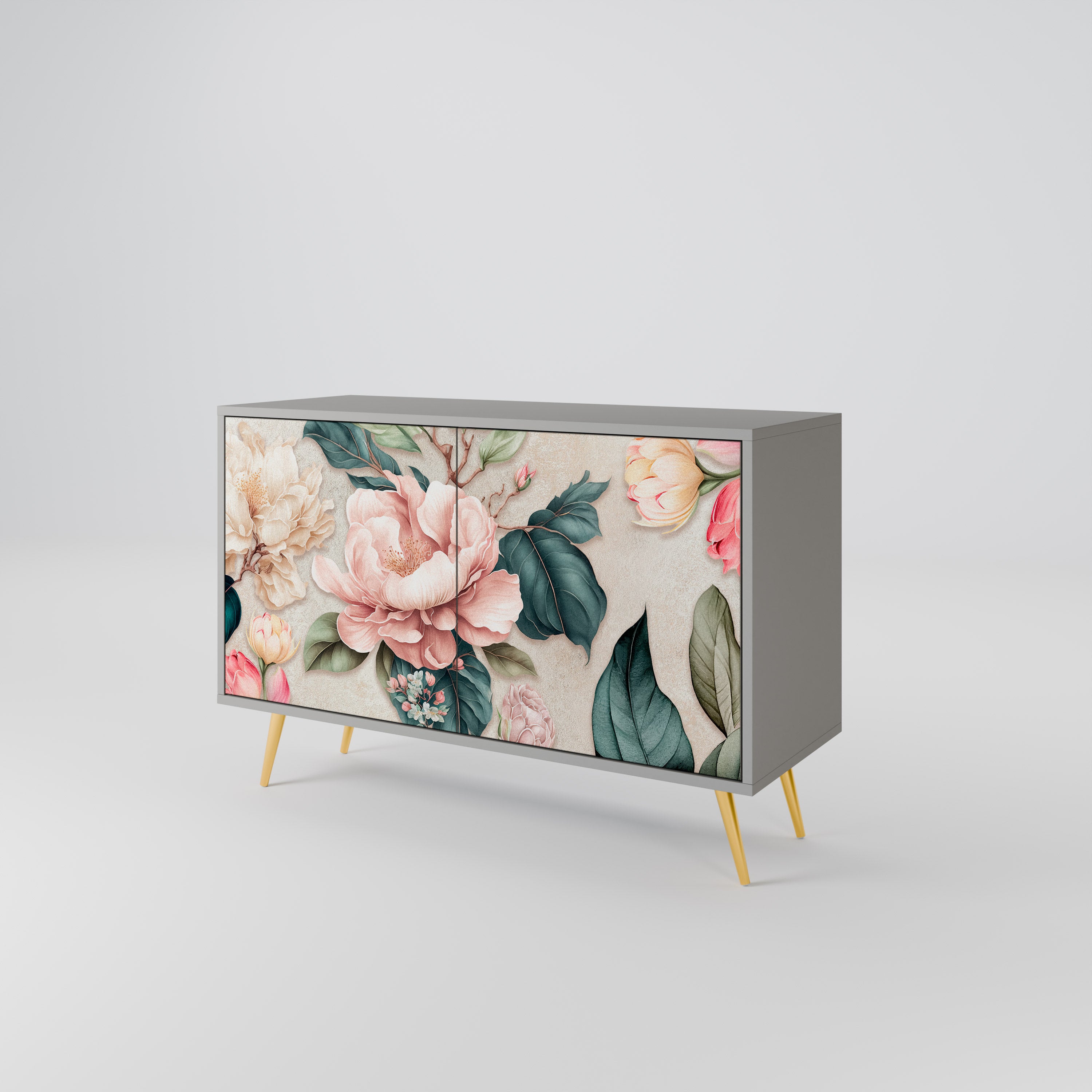 FLORAL GRACE Komoda 2-drzwiowa korpus Szary