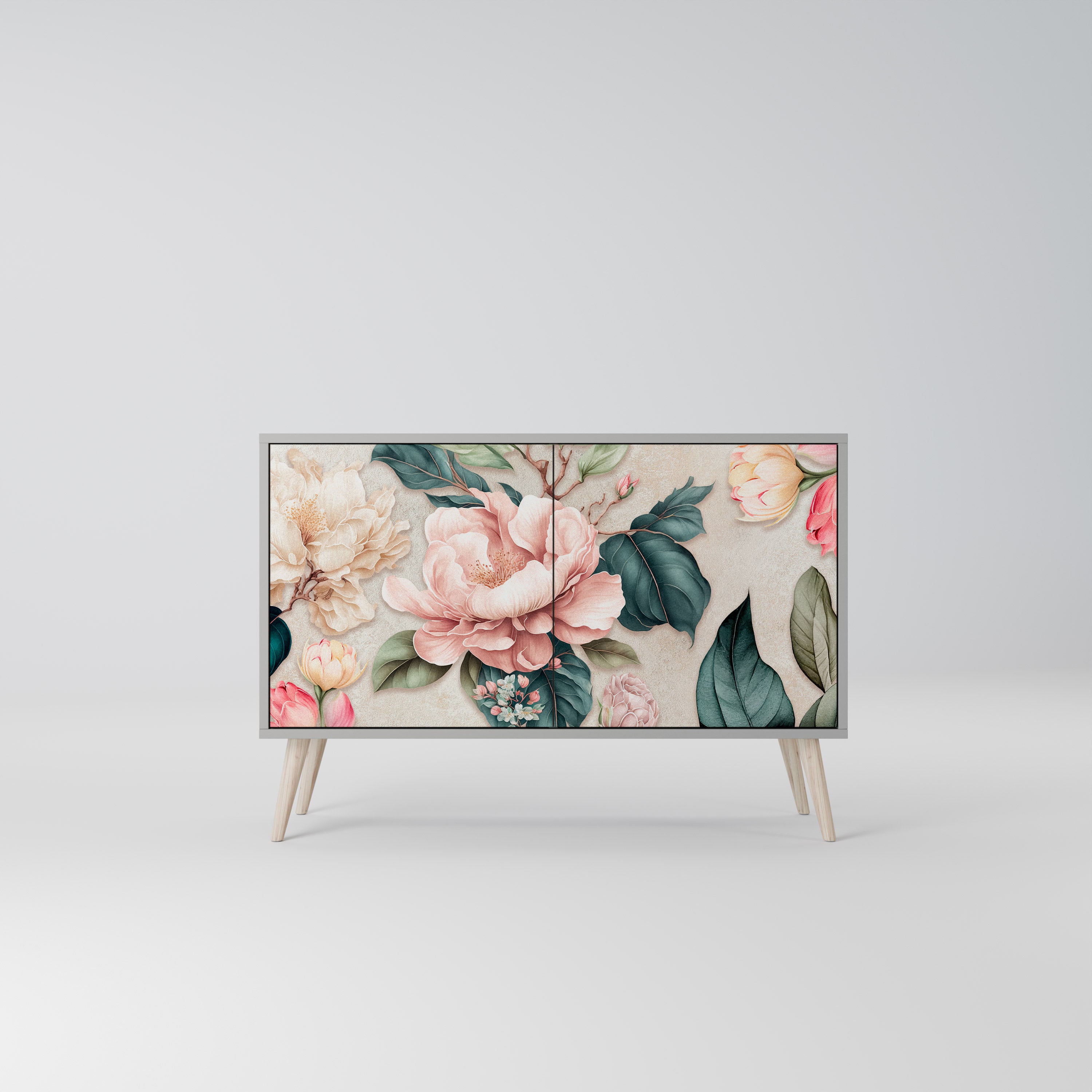 FLORAL GRACE Komoda 2-drzwiowa korpus Szary