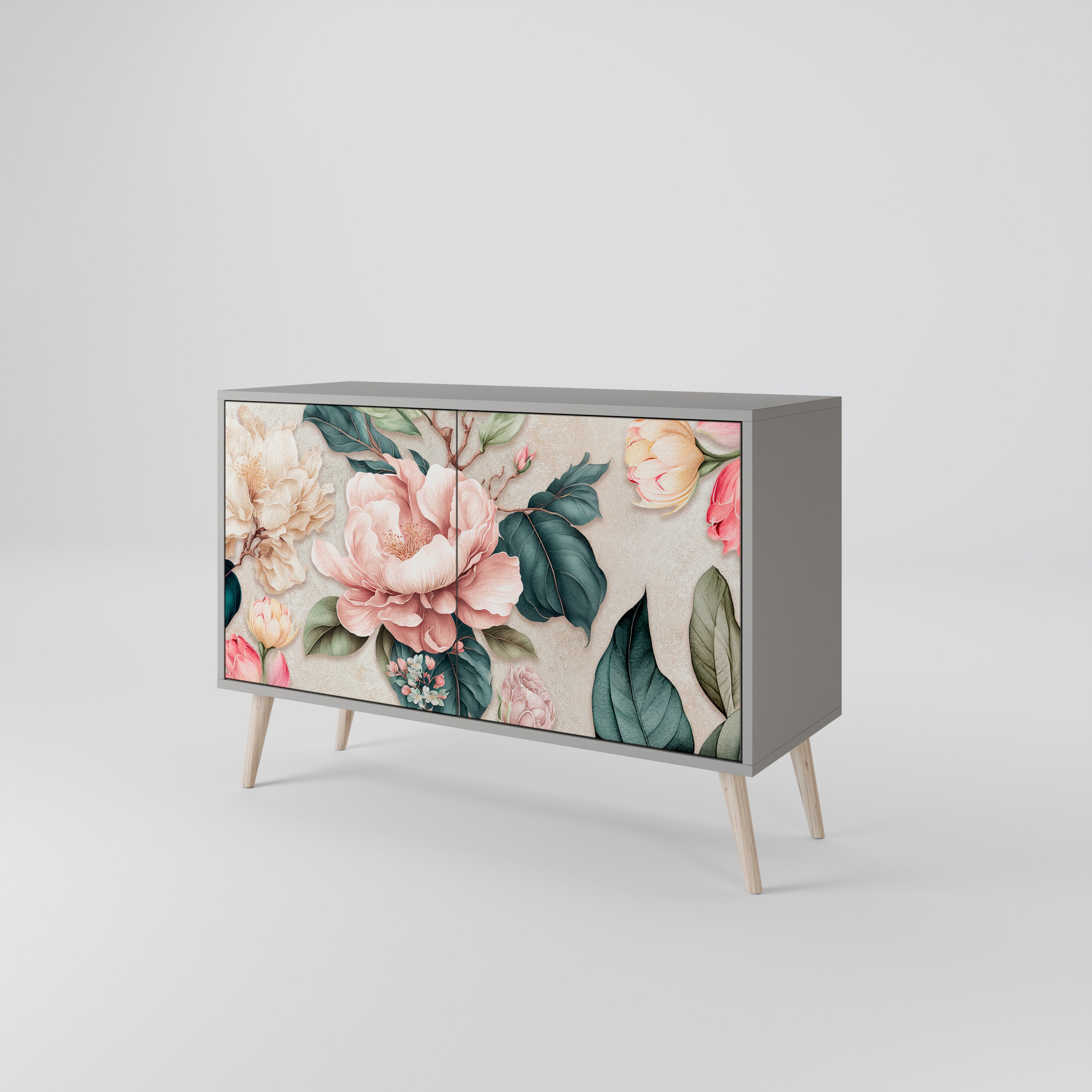 FLORAL GRACE Komoda 2-drzwiowa korpus Szary