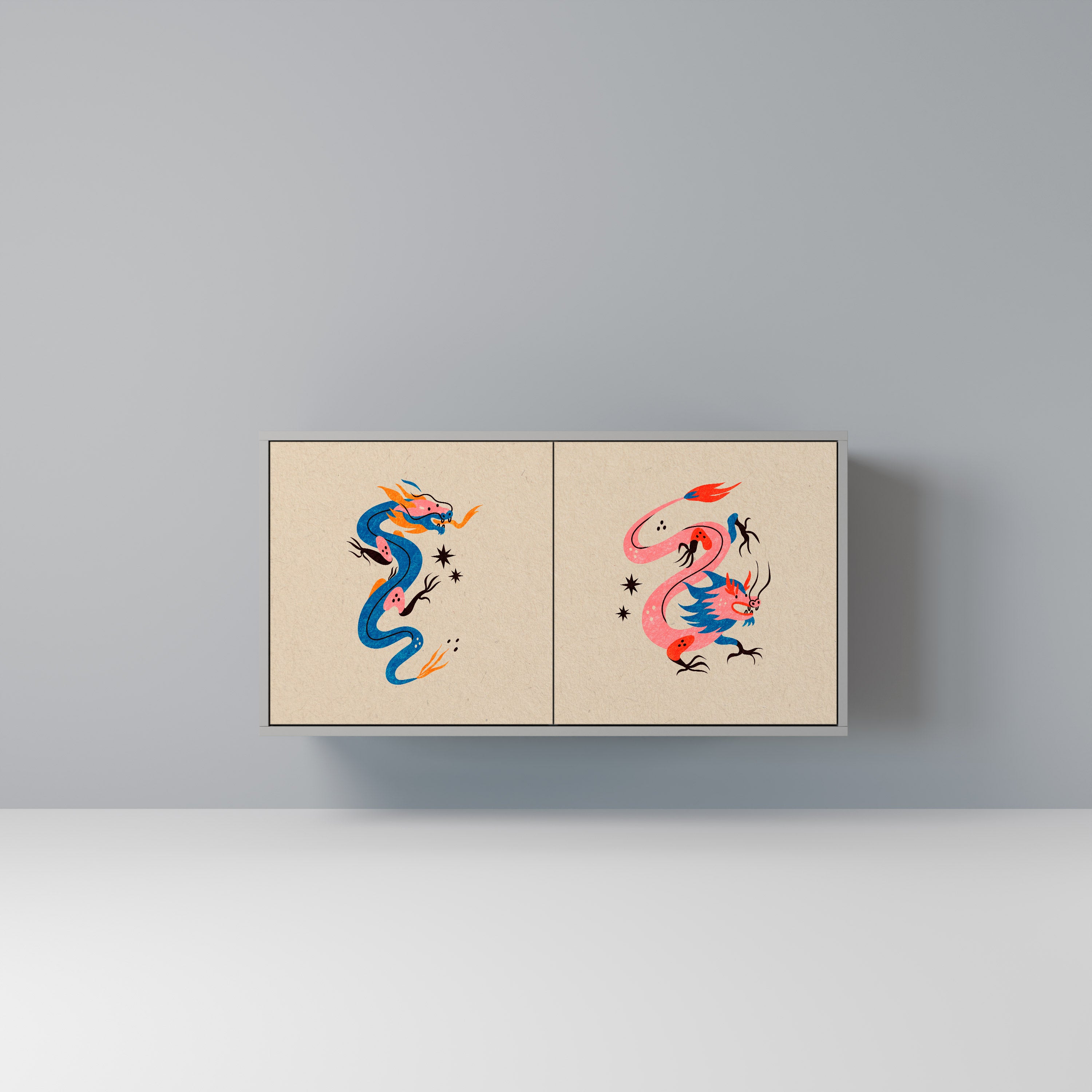 MYTHOLOGICAL CREATURES Komoda 2-drzwiowa korpus Szary