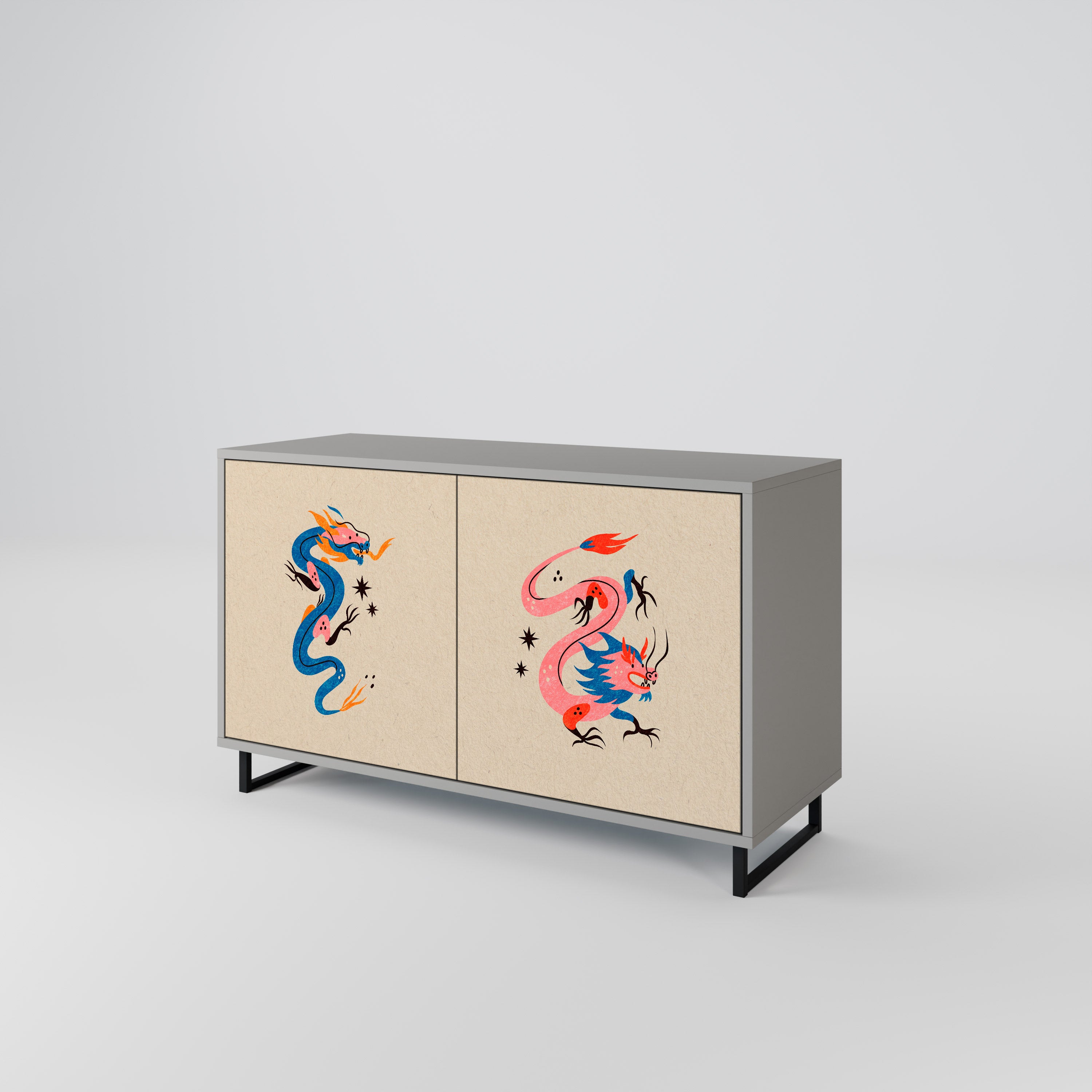 MYTHOLOGICAL CREATURES Komoda 2-drzwiowa korpus Szary