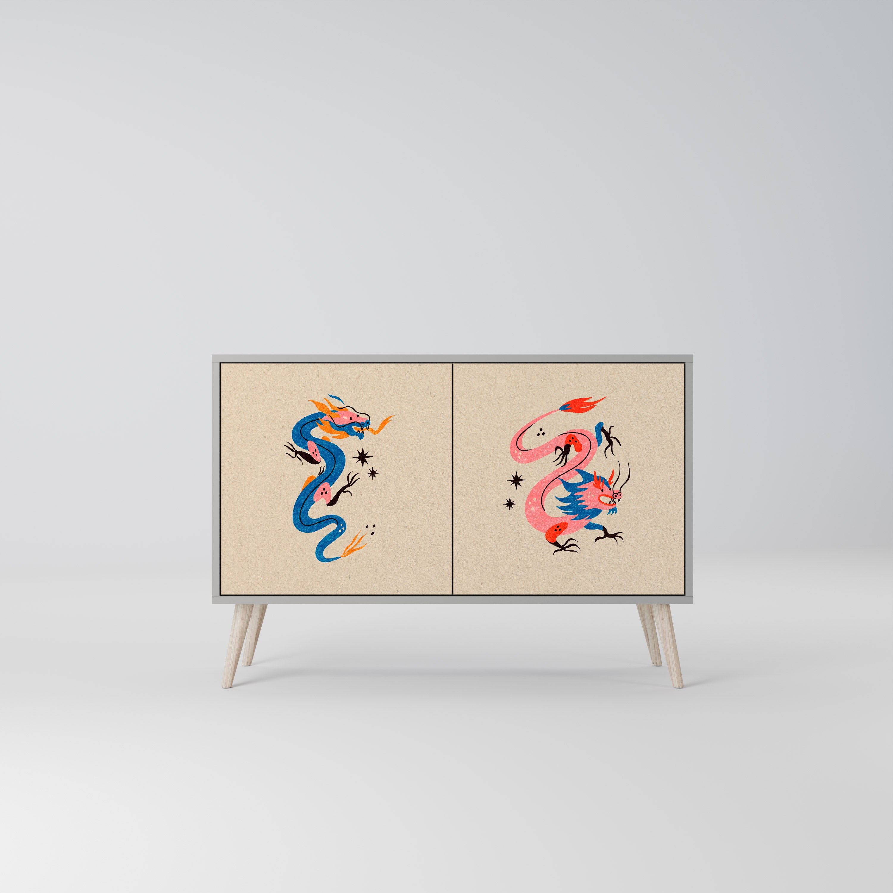 MYTHOLOGICAL CREATURES Komoda 2-drzwiowa korpus Szary