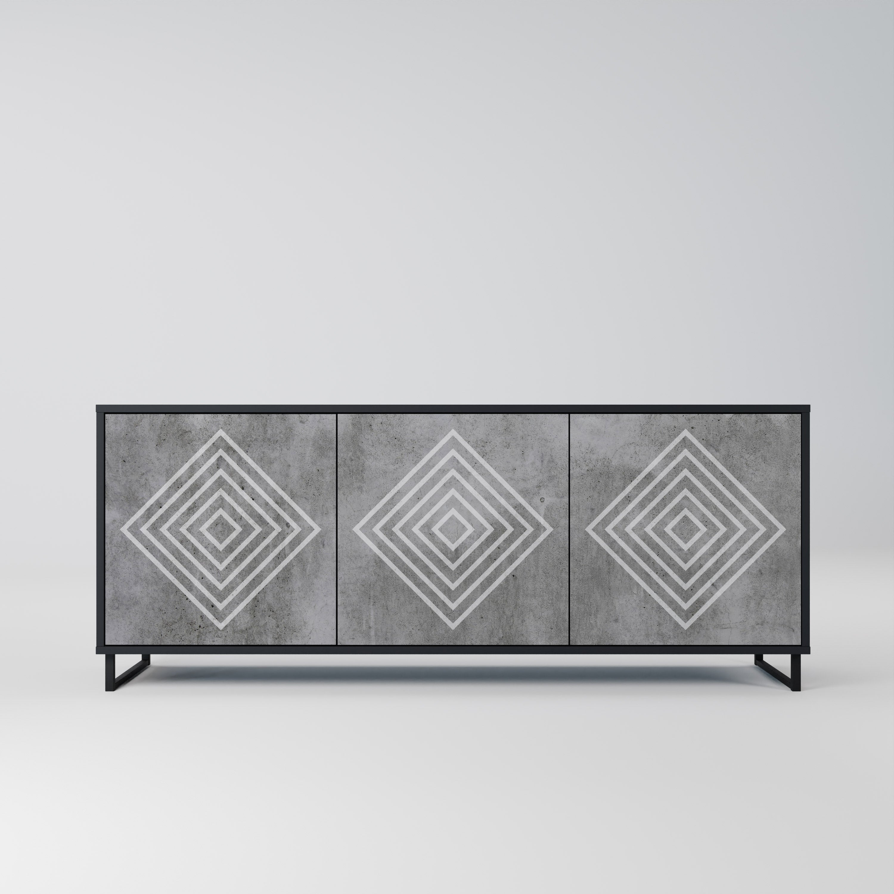 POLYGONAL ARTISTRY Komoda 3-drzwiowa korpus Czarny