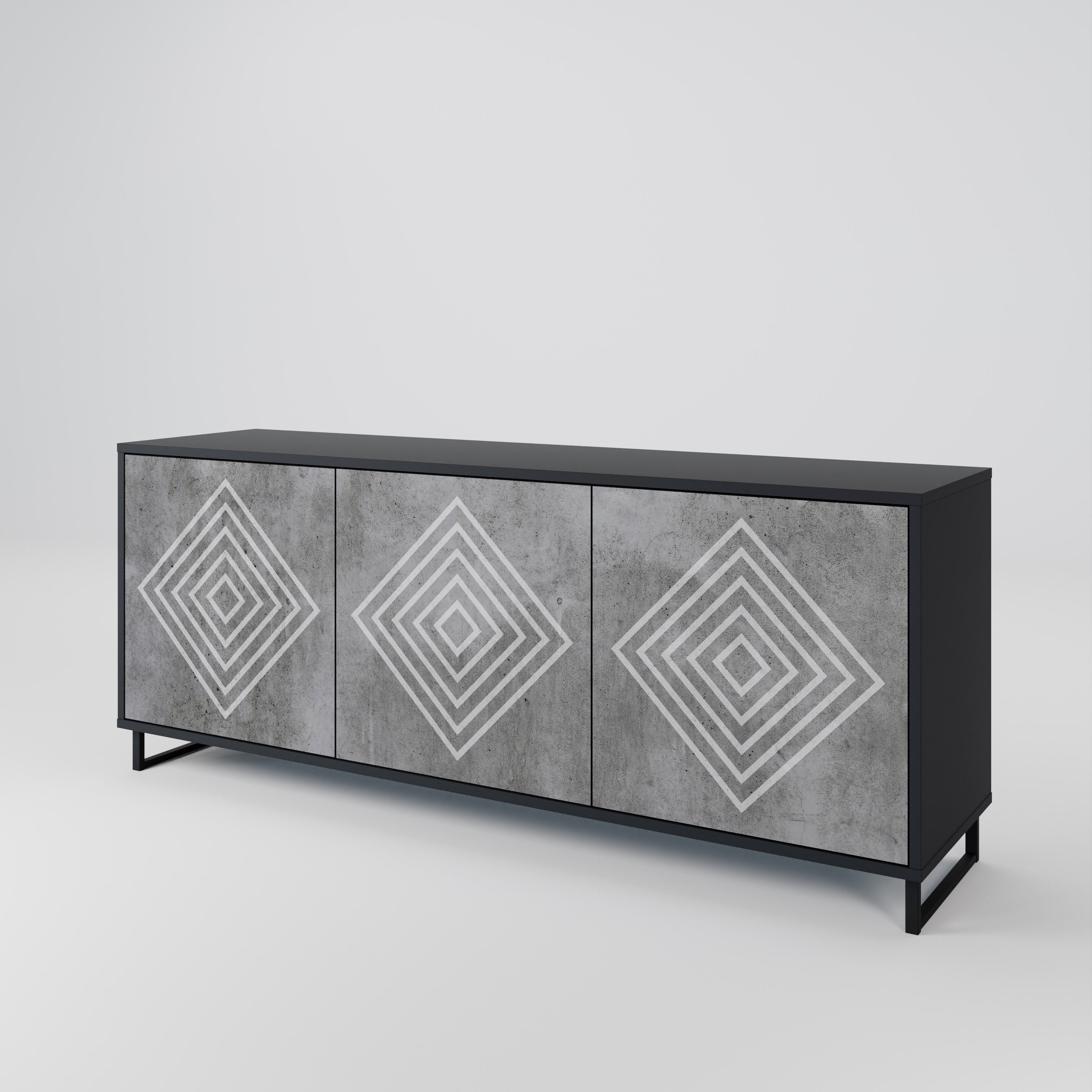 POLYGONAL ARTISTRY Komoda 3-drzwiowa korpus Czarny