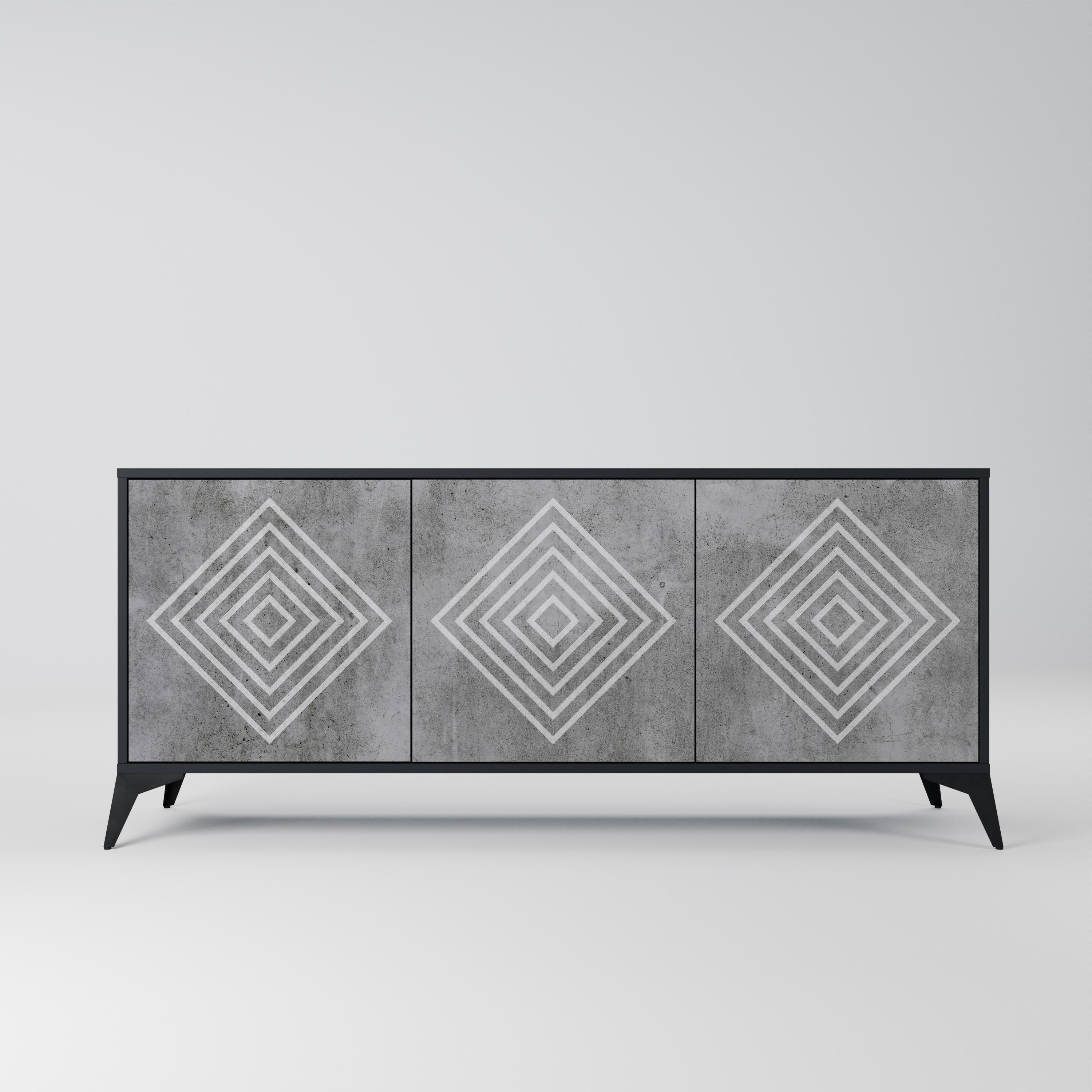 POLYGONAL ARTISTRY Komoda 3-drzwiowa korpus Czarny