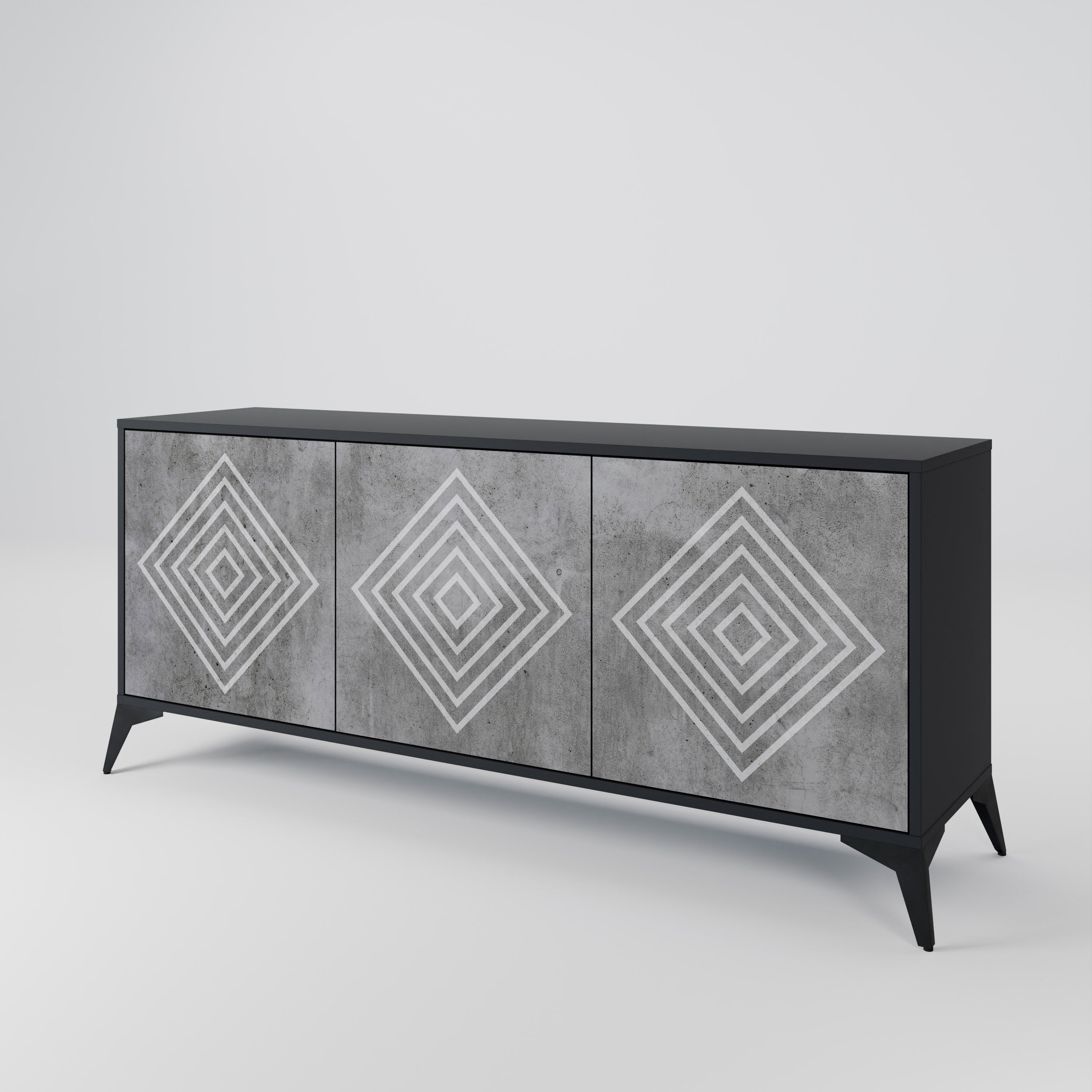 POLYGONAL ARTISTRY Komoda 3-drzwiowa korpus Czarny