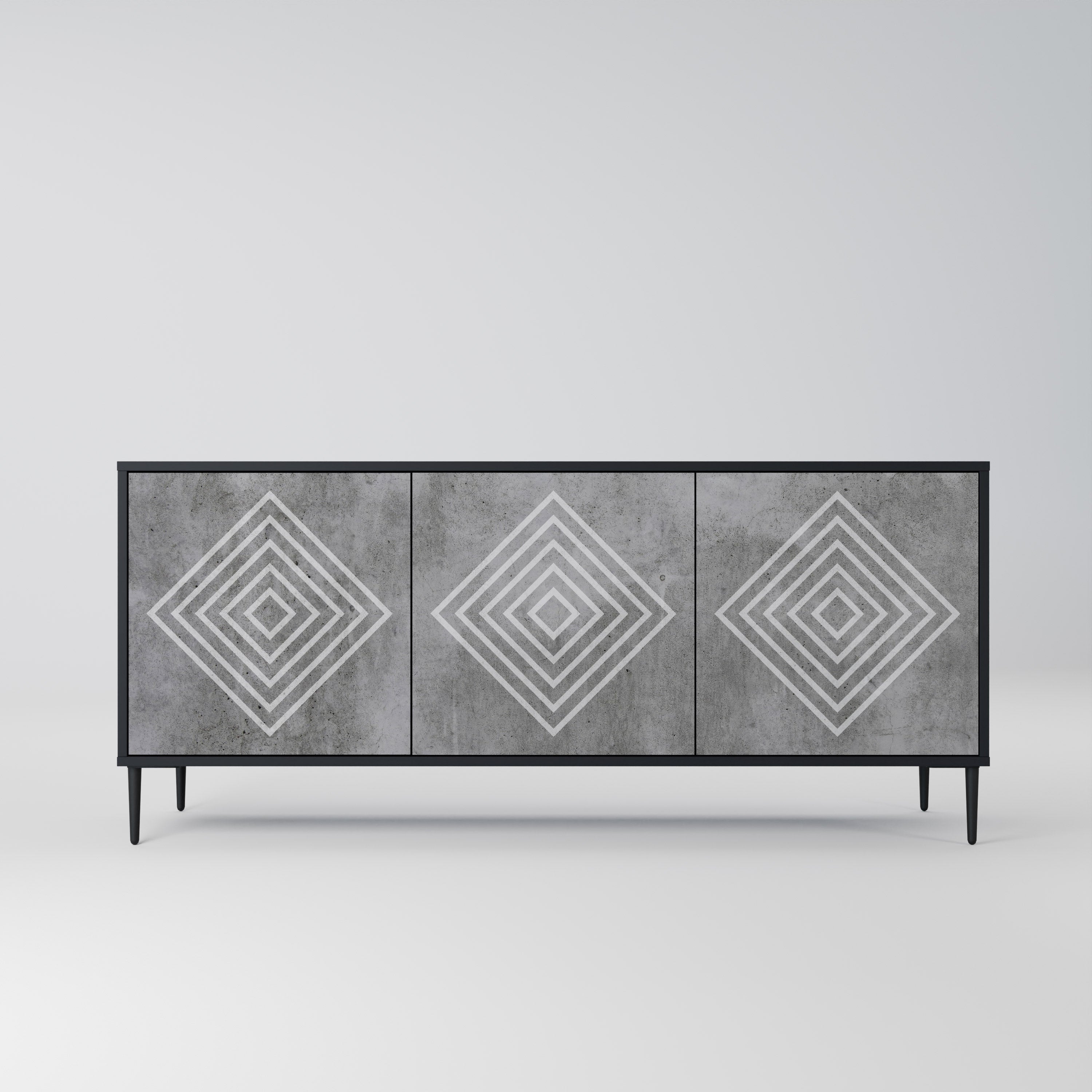 POLYGONAL ARTISTRY Komoda 3-drzwiowa korpus Czarny