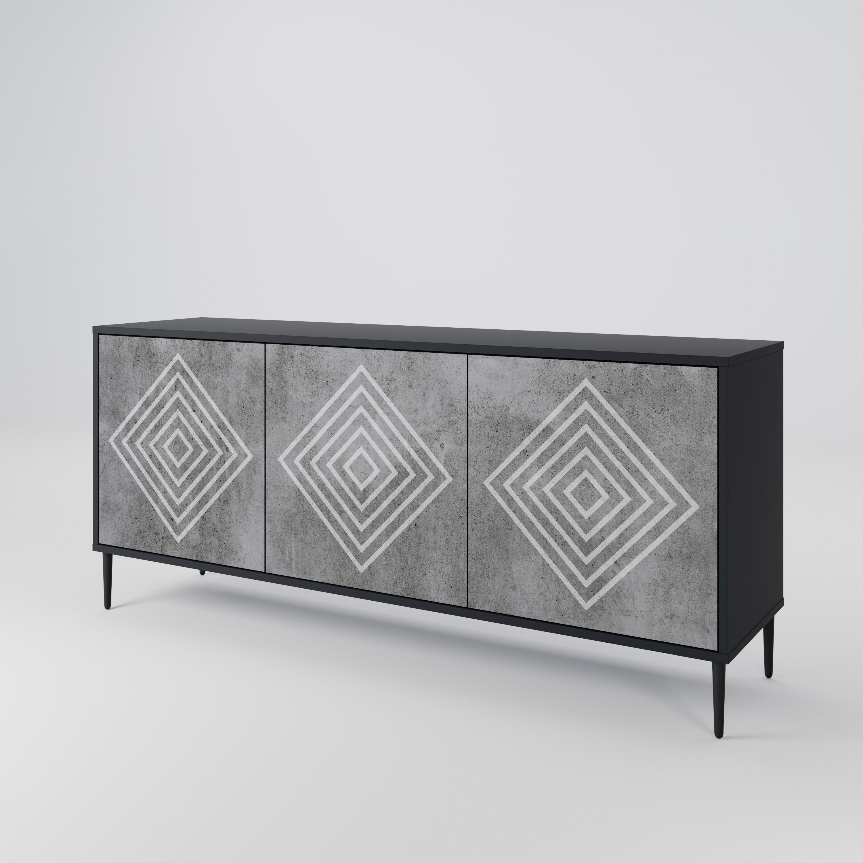 POLYGONAL ARTISTRY Komoda 3-drzwiowa korpus Czarny