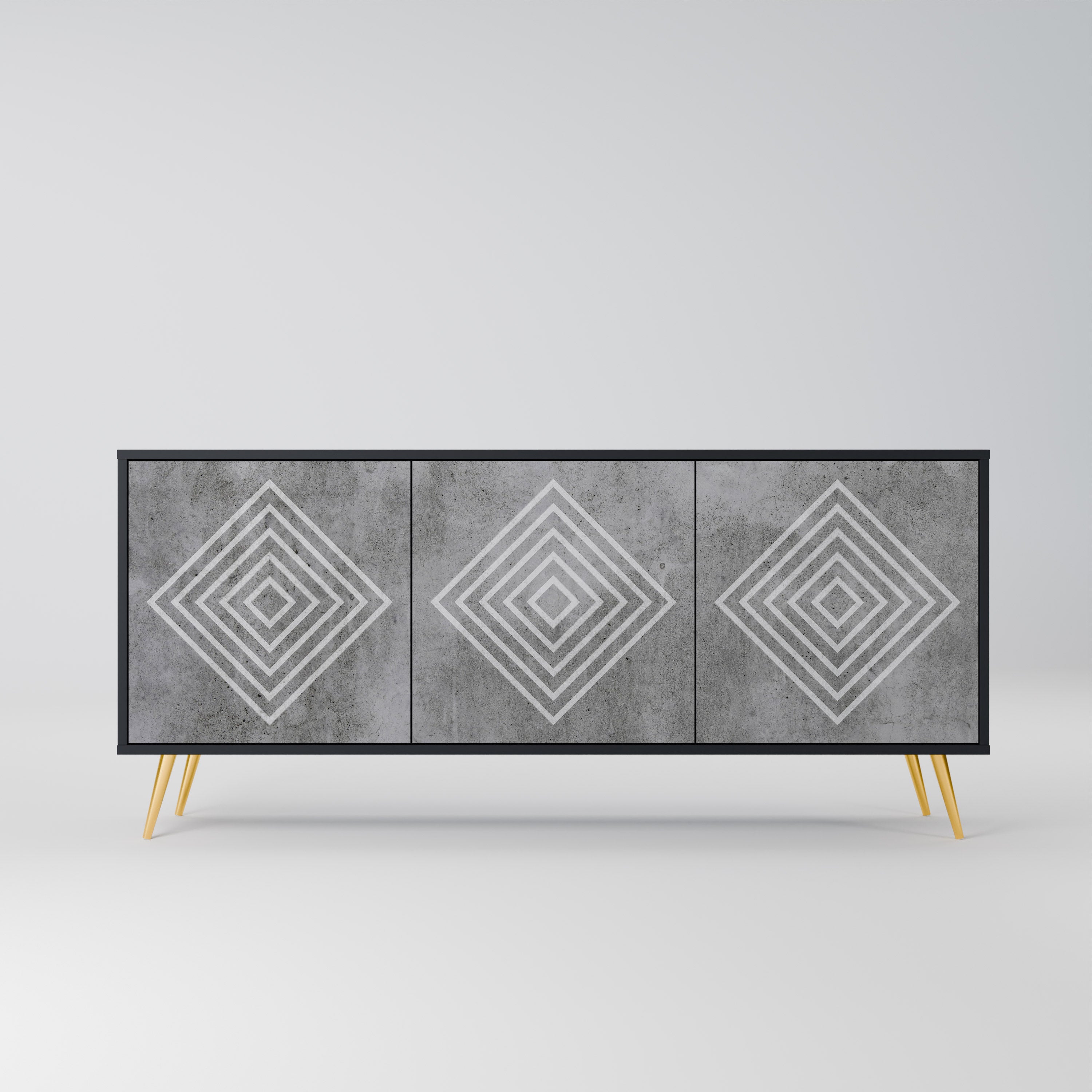 POLYGONAL ARTISTRY Komoda 3-drzwiowa korpus Czarny
