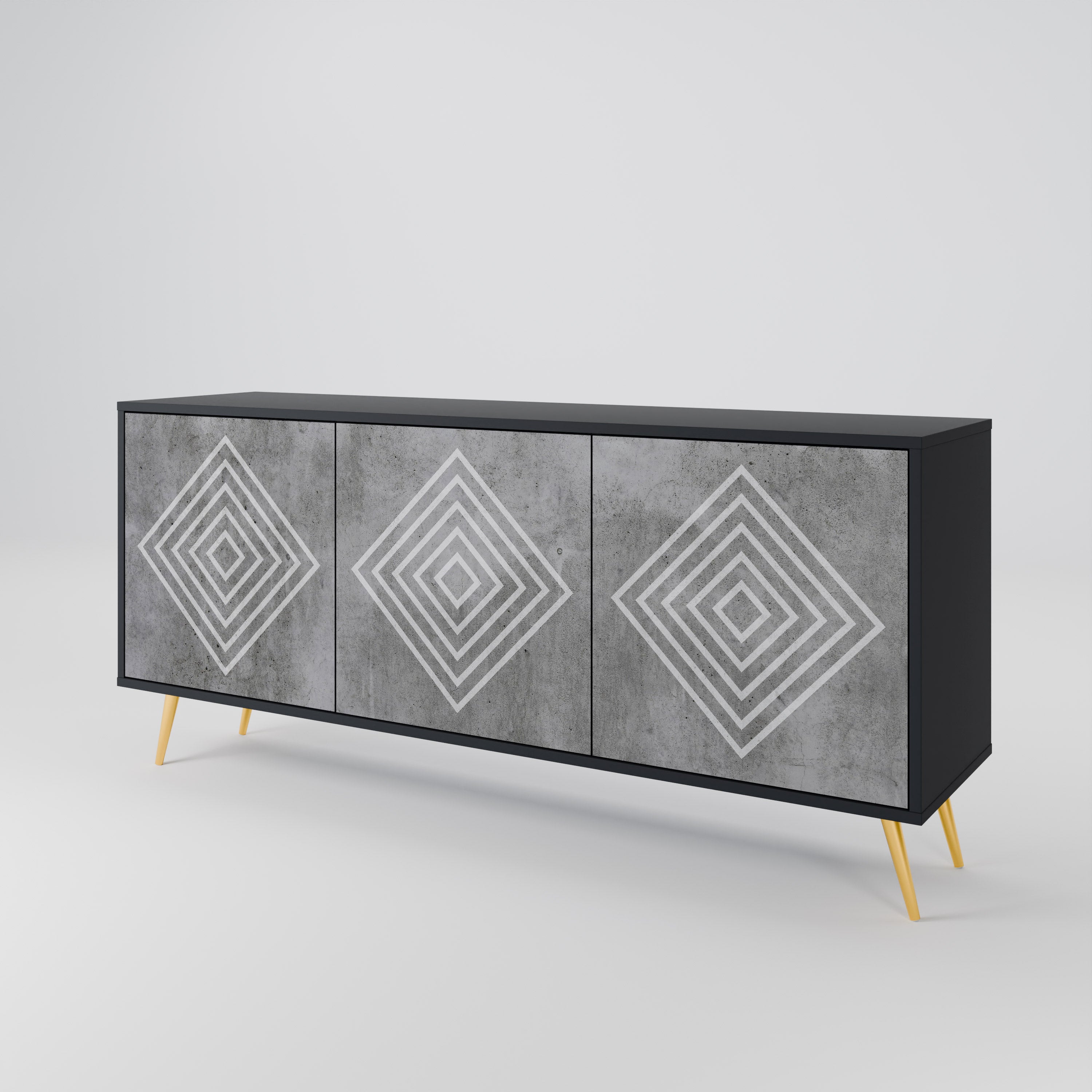 POLYGONAL ARTISTRY Komoda 3-drzwiowa korpus Czarny