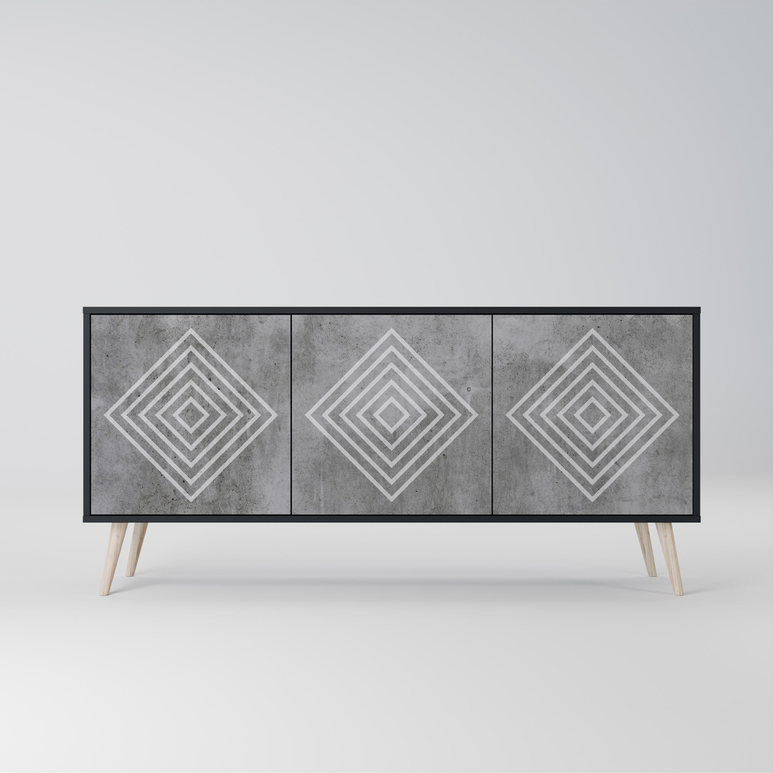 POLYGONAL ARTISTRY Komoda 3-drzwiowa korpus Czarny
