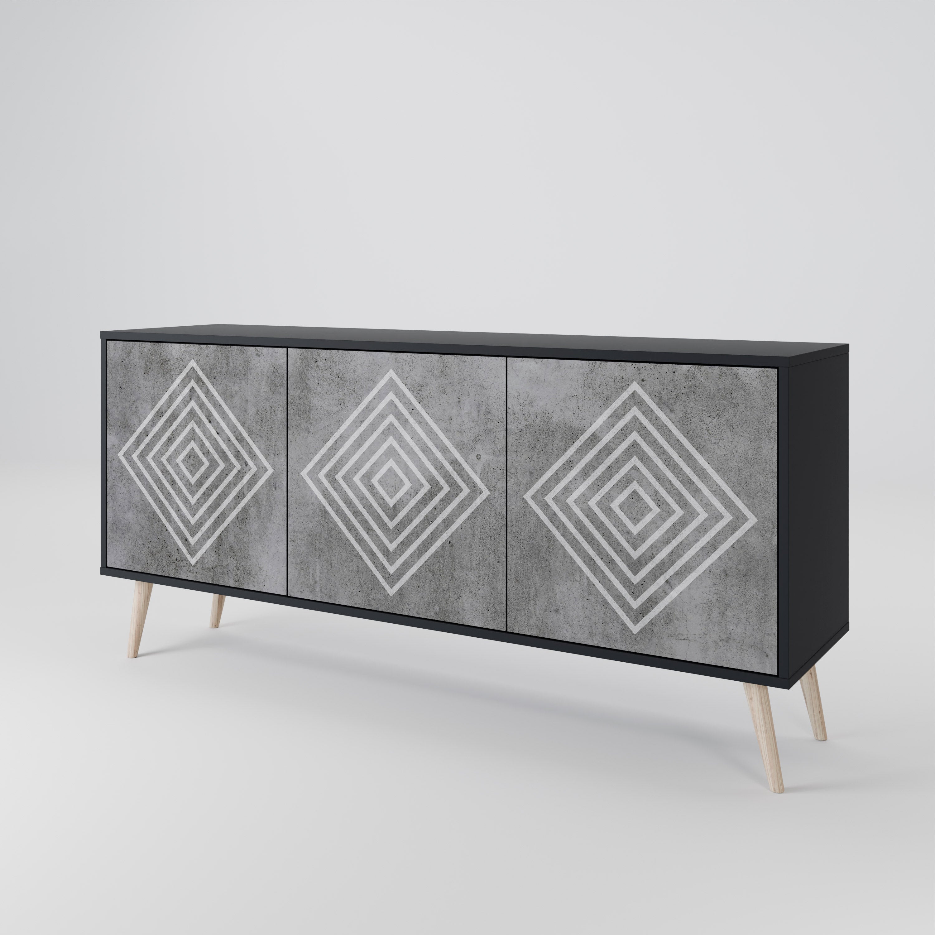 POLYGONAL ARTISTRY Komoda 3-drzwiowa korpus Czarny