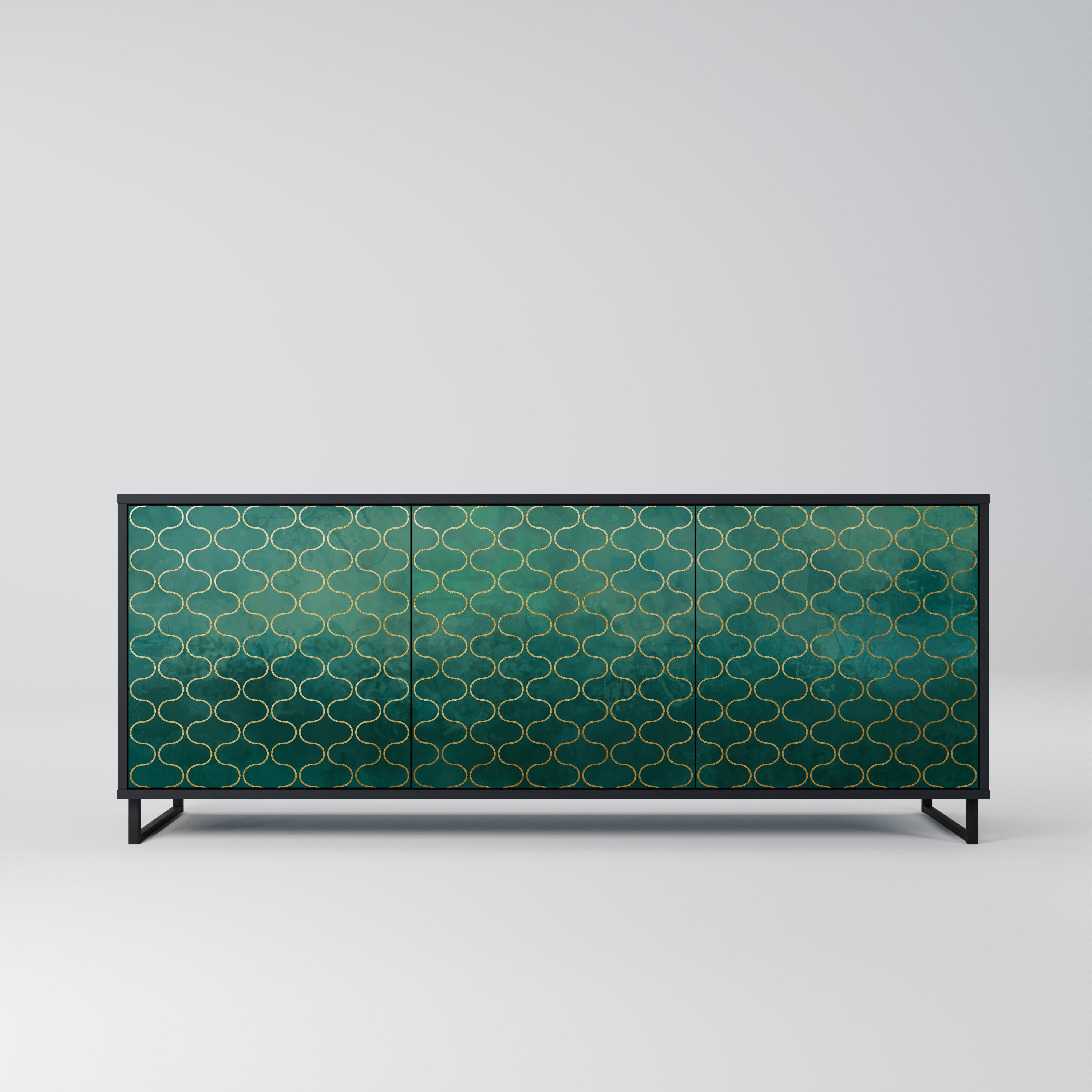 TESSELATED GREENERY Komoda 3-drzwiowa korpus Czarny
