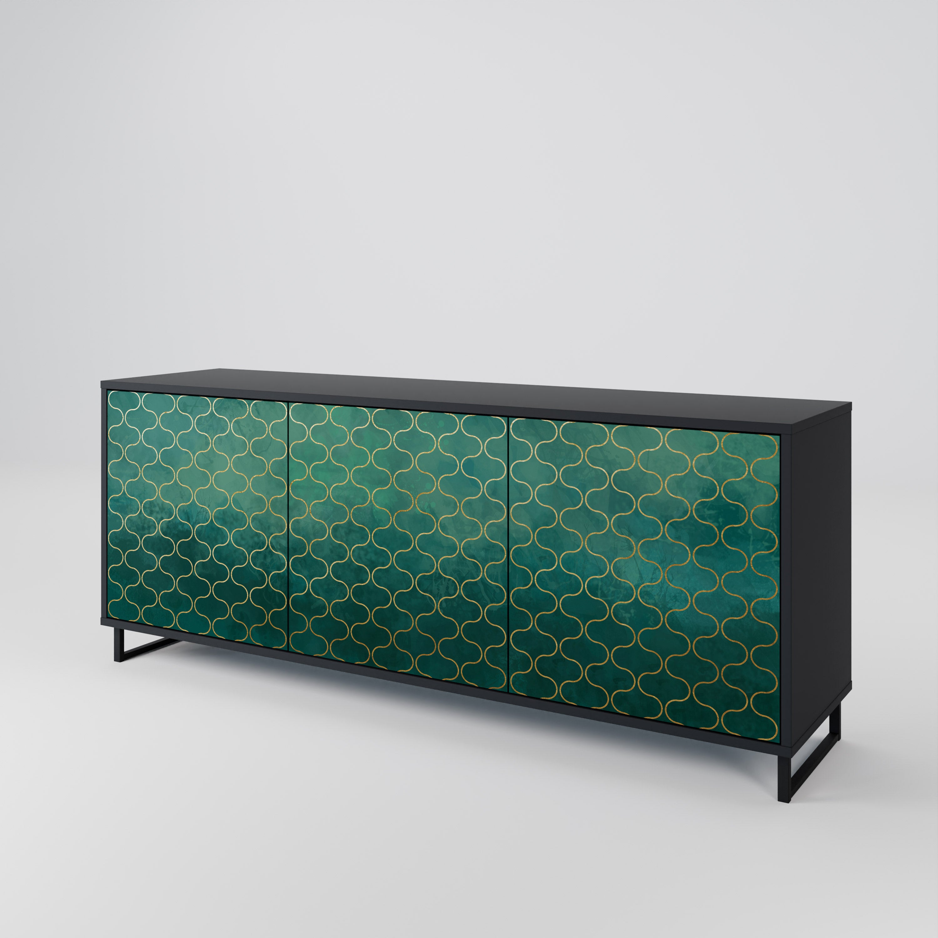 TESSELATED GREENERY Komoda 3-drzwiowa korpus Czarny