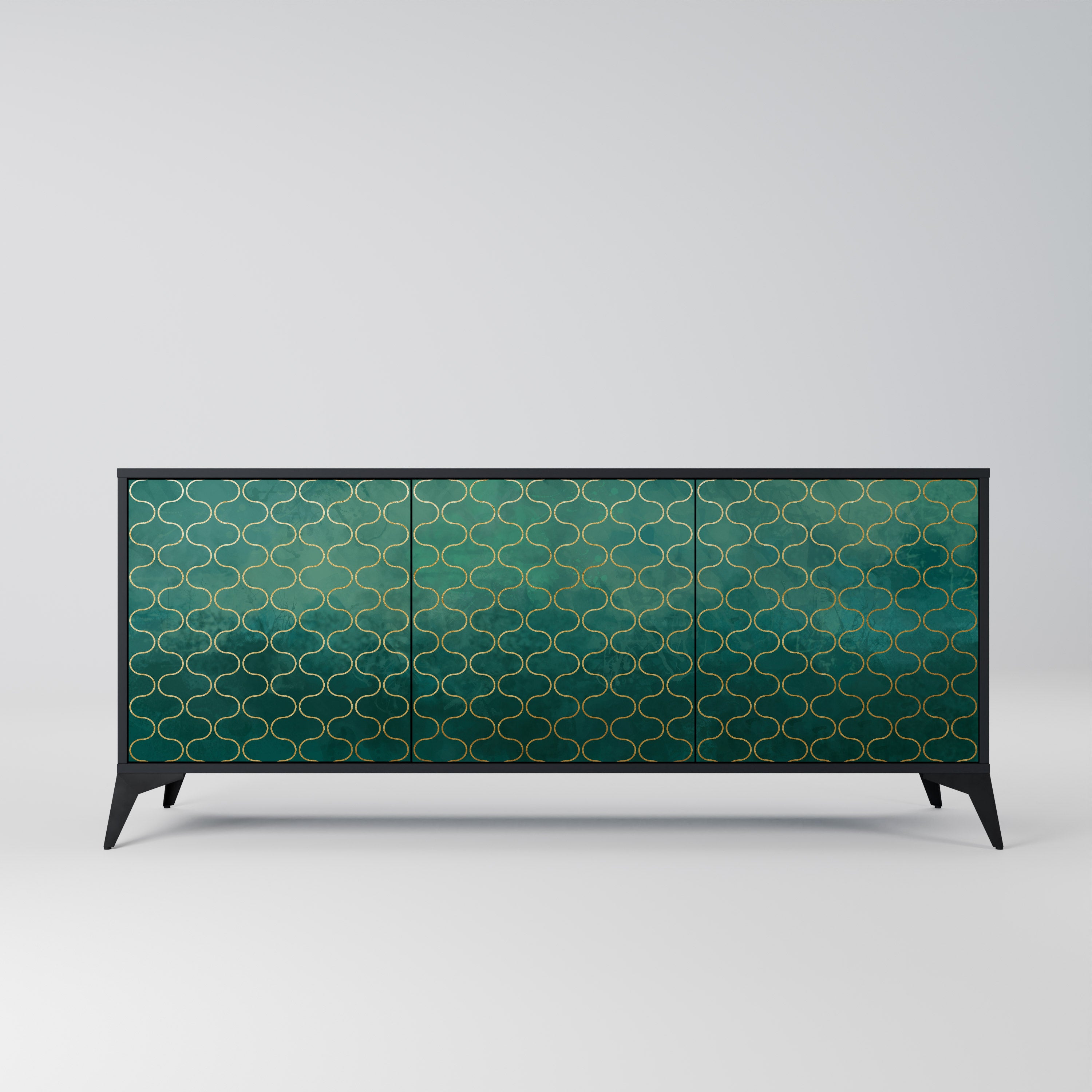 TESSELATED GREENERY Komoda 3-drzwiowa korpus Czarny