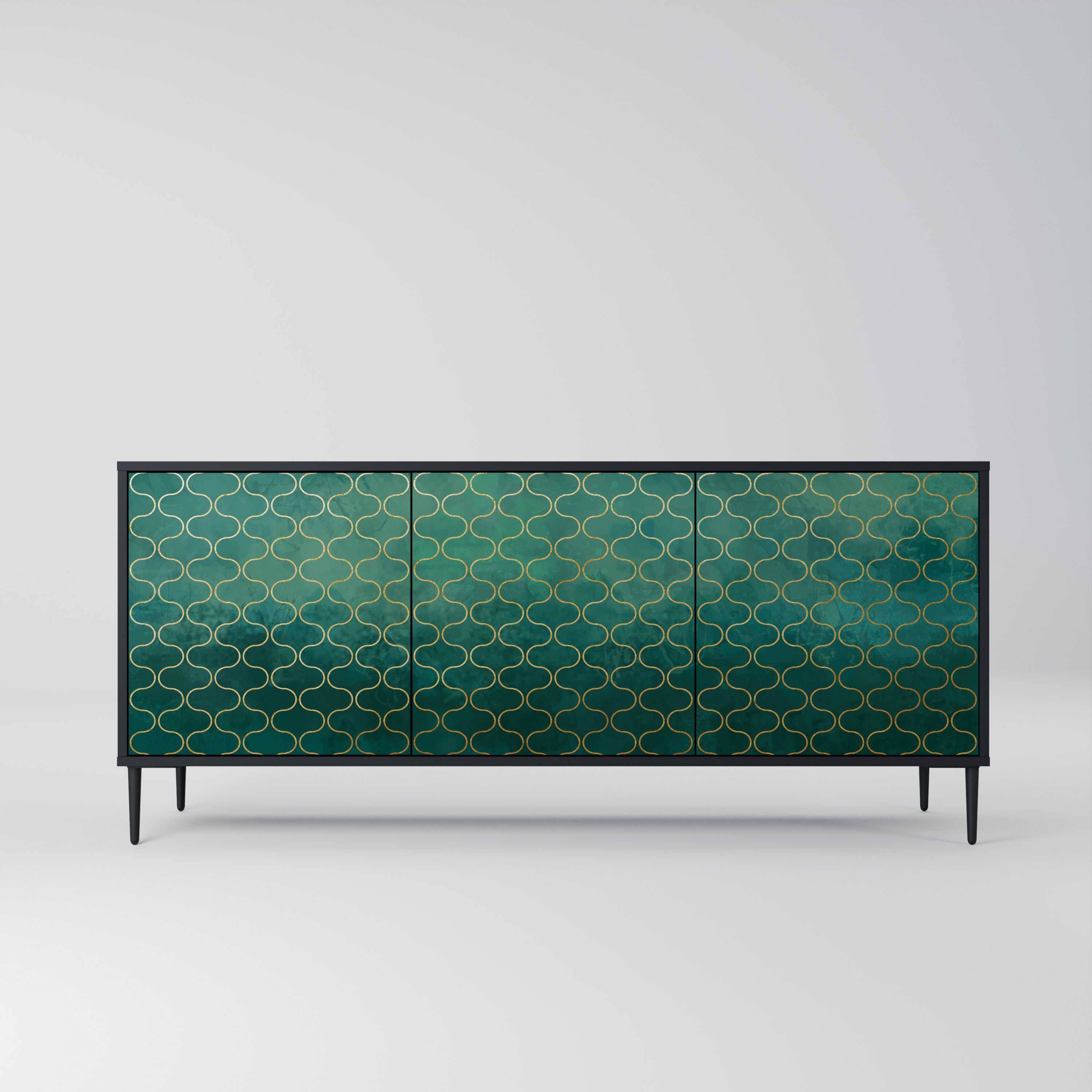 TESSELATED GREENERY Komoda 3-drzwiowa korpus Czarny