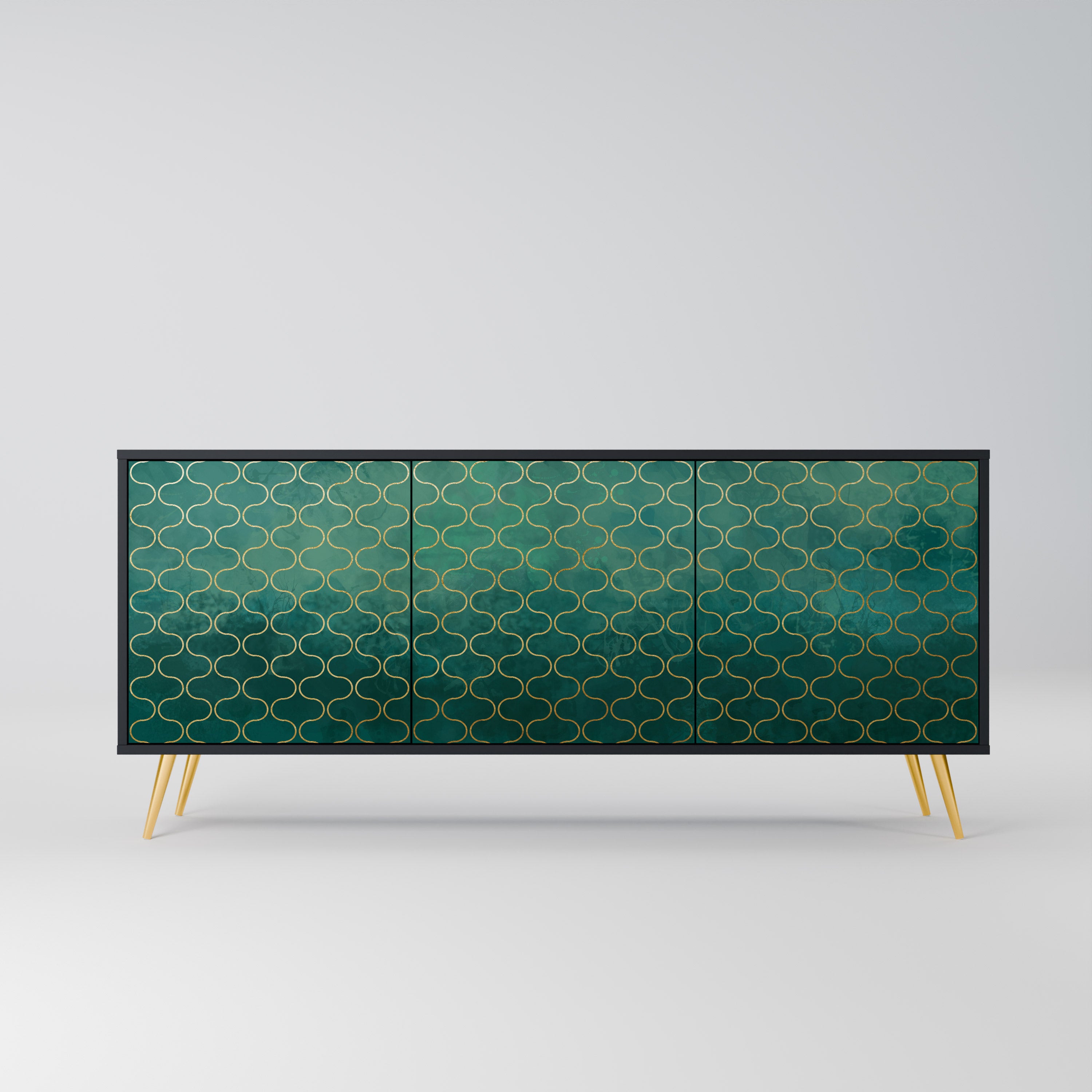 TESSELATED GREENERY Komoda 3-drzwiowa korpus Czarny