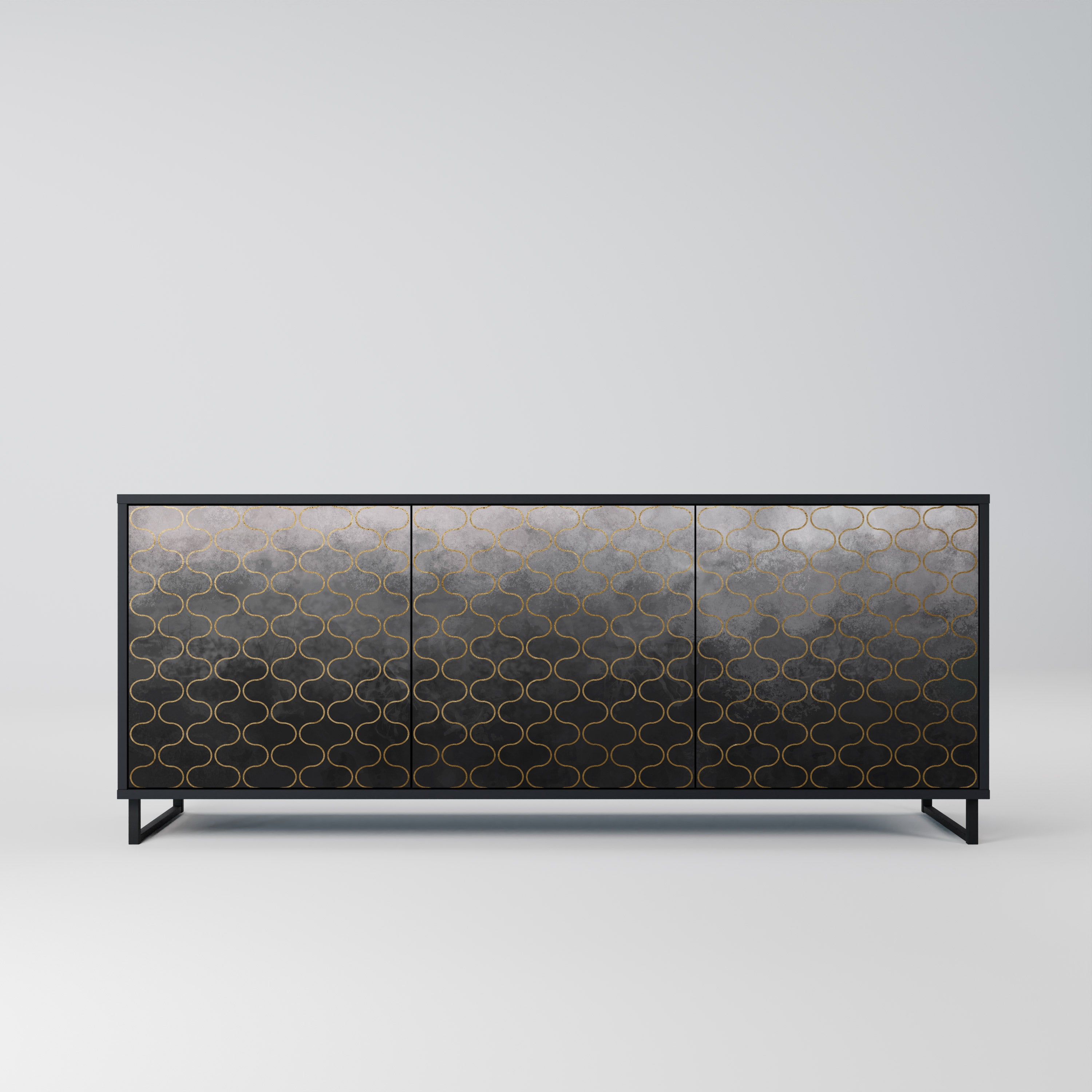 TESSELATED GRAYISH Komoda 3-drzwiowa korpus Czarny