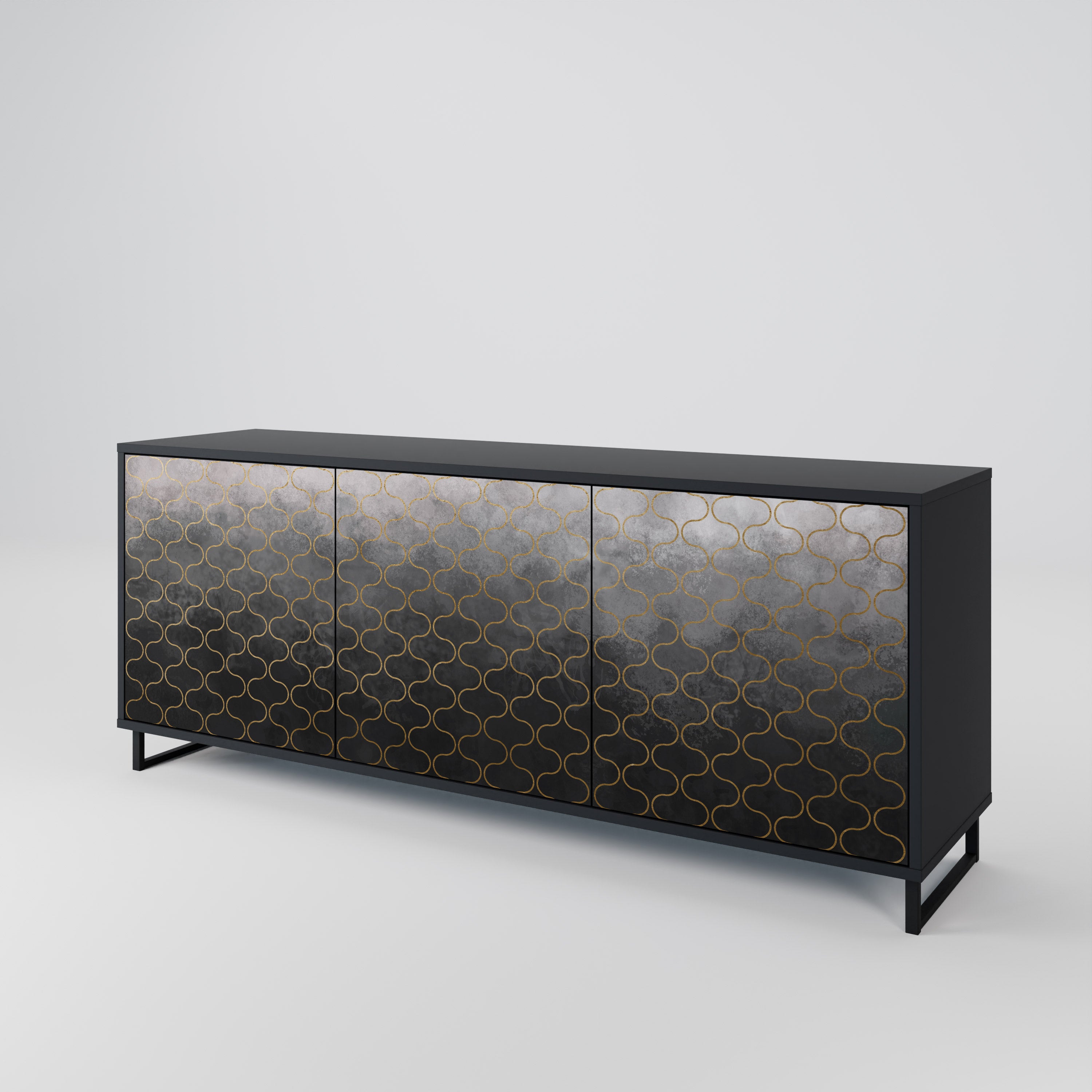 TESSELATED GRAYISH Komoda 3-drzwiowa korpus Czarny