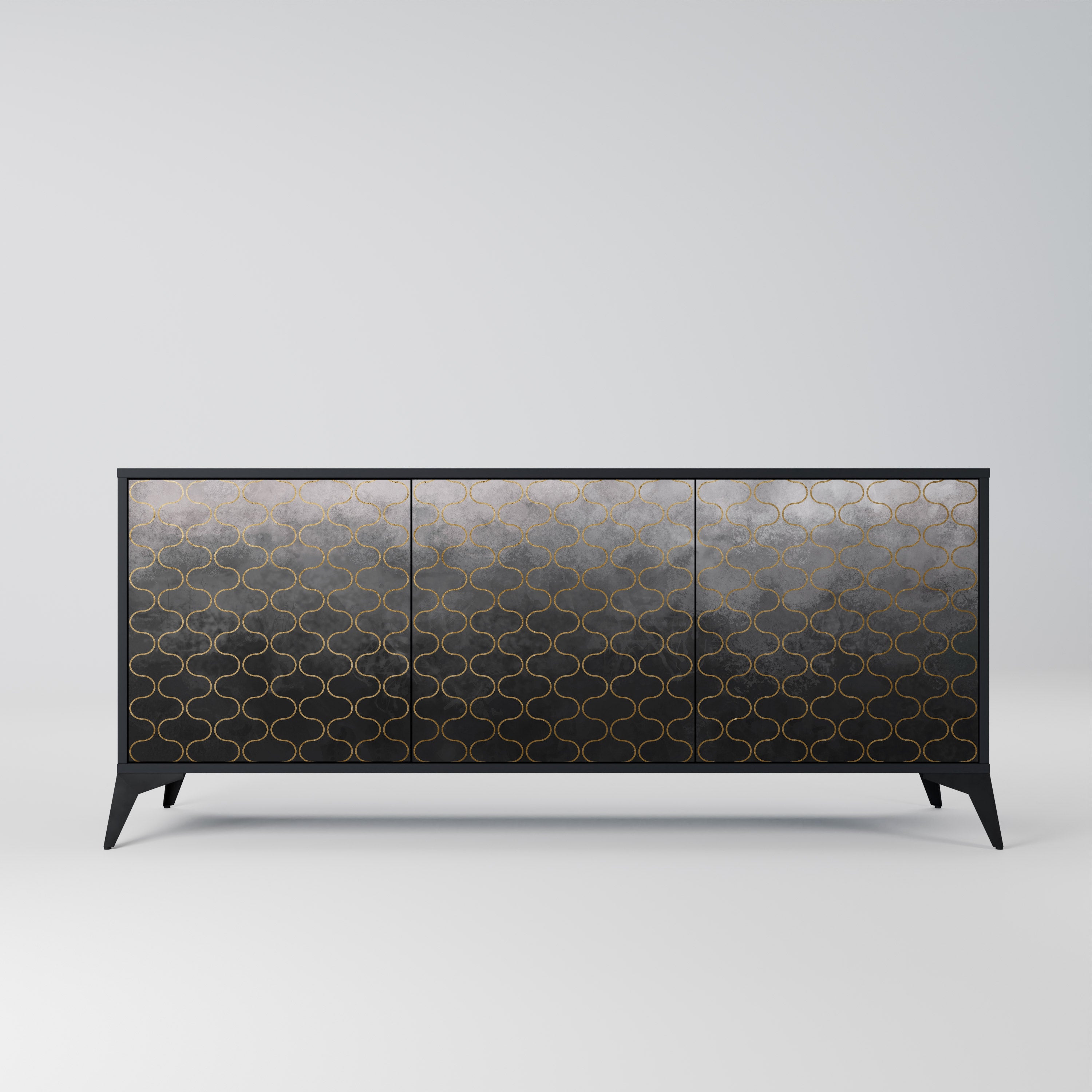 TESSELATED GRAYISH Komoda 3-drzwiowa korpus Czarny