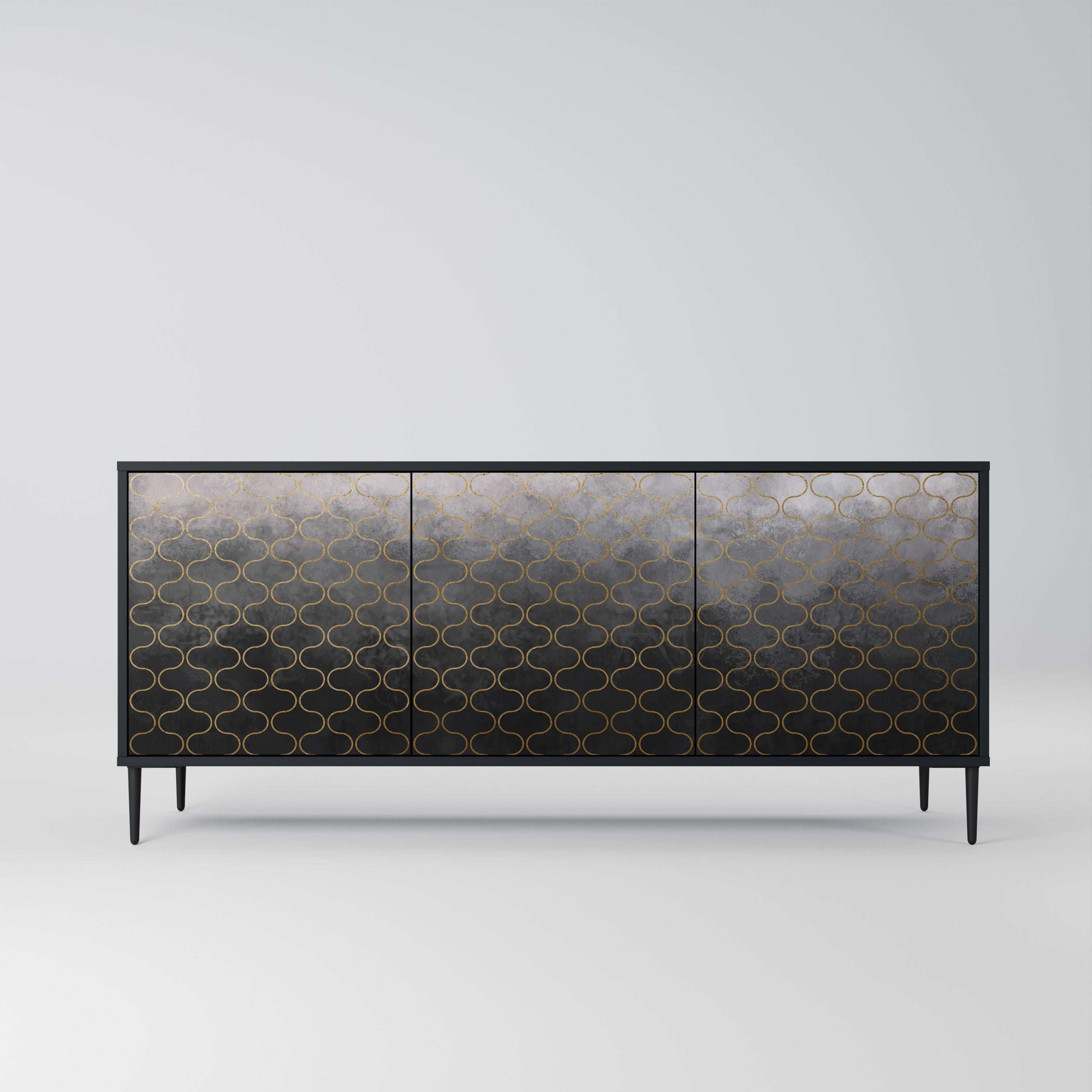 TESSELATED GRAYISH Komoda 3-drzwiowa korpus Czarny