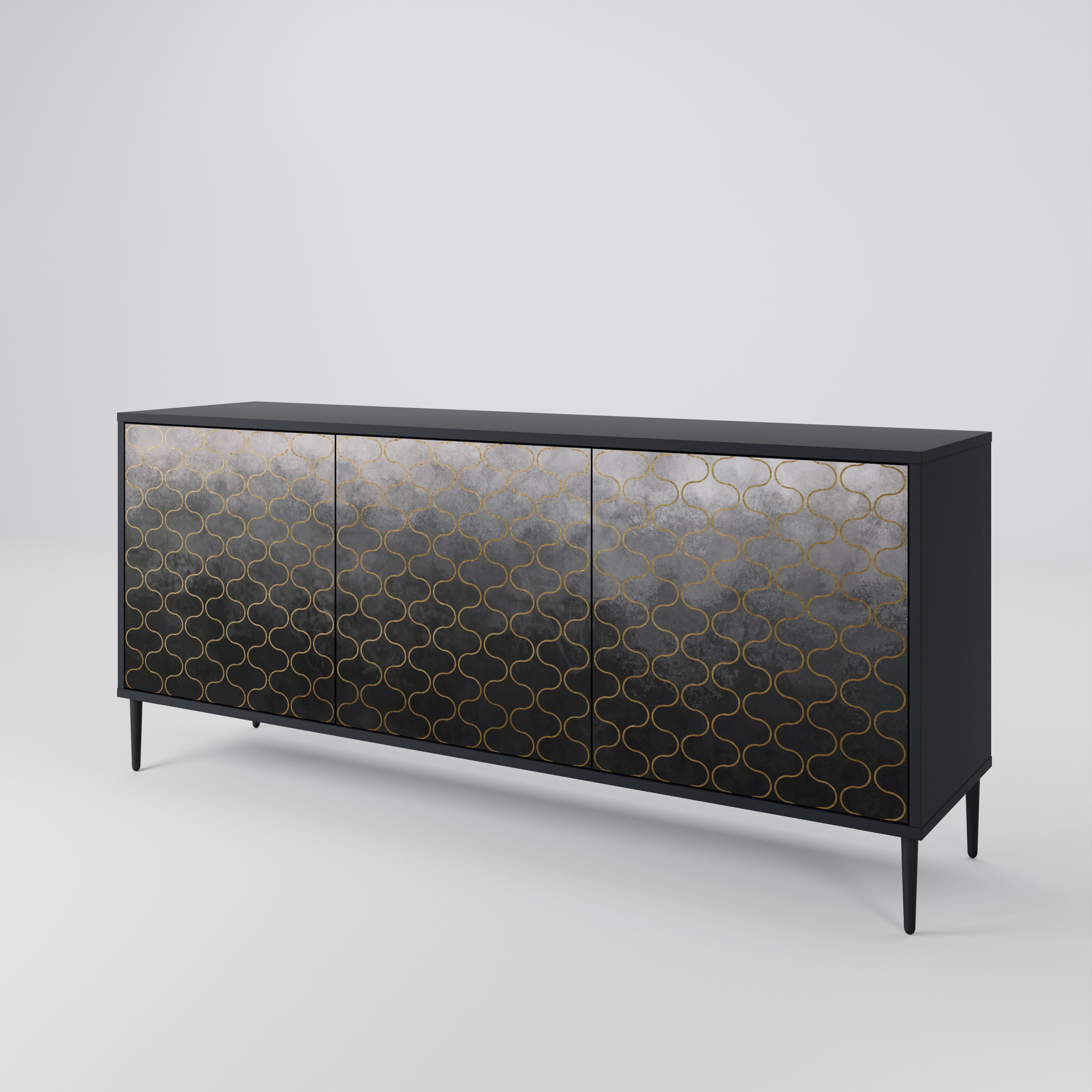 TESSELATED GRAYISH Komoda 3-drzwiowa korpus Czarny