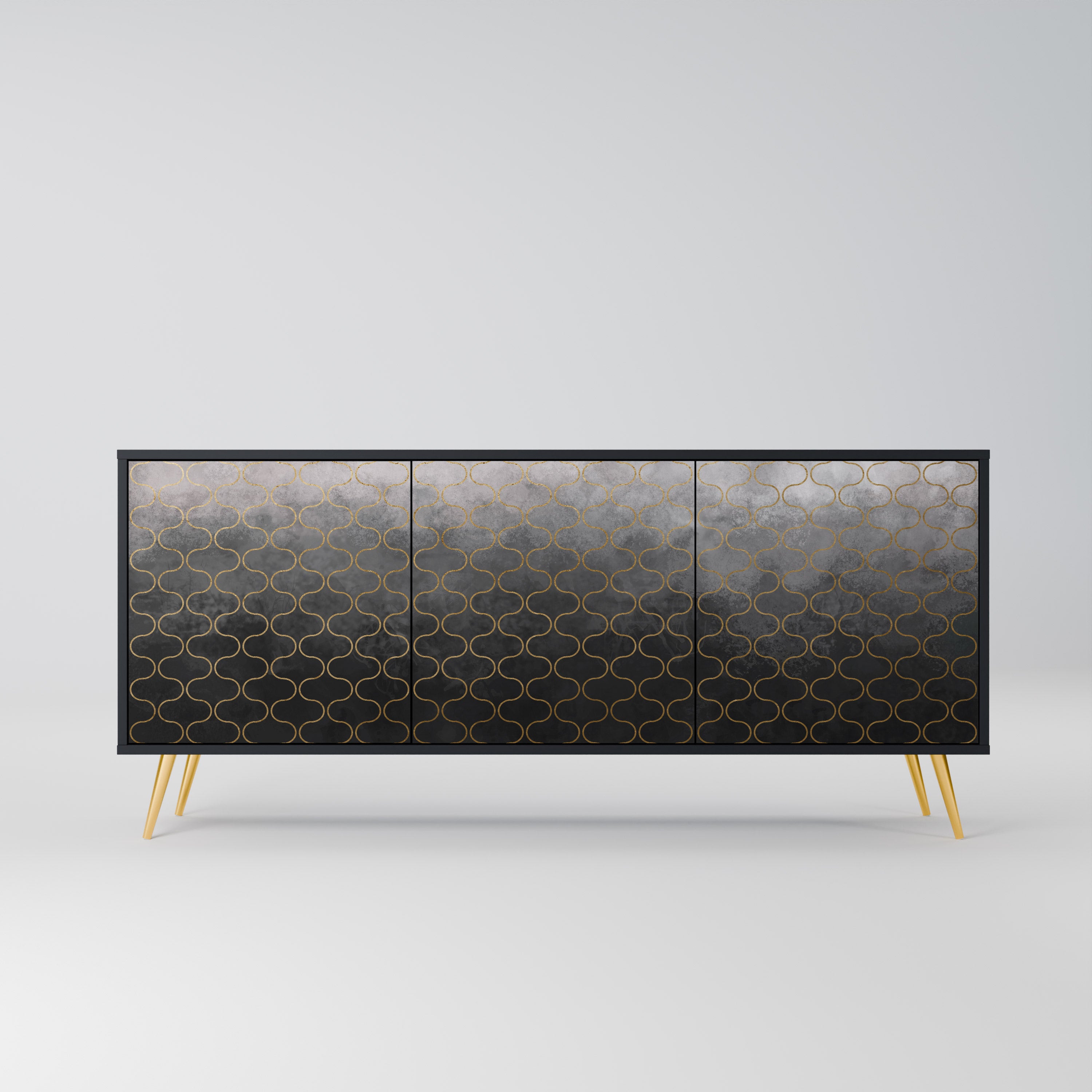 TESSELATED GRAYISH Komoda 3-drzwiowa korpus Czarny