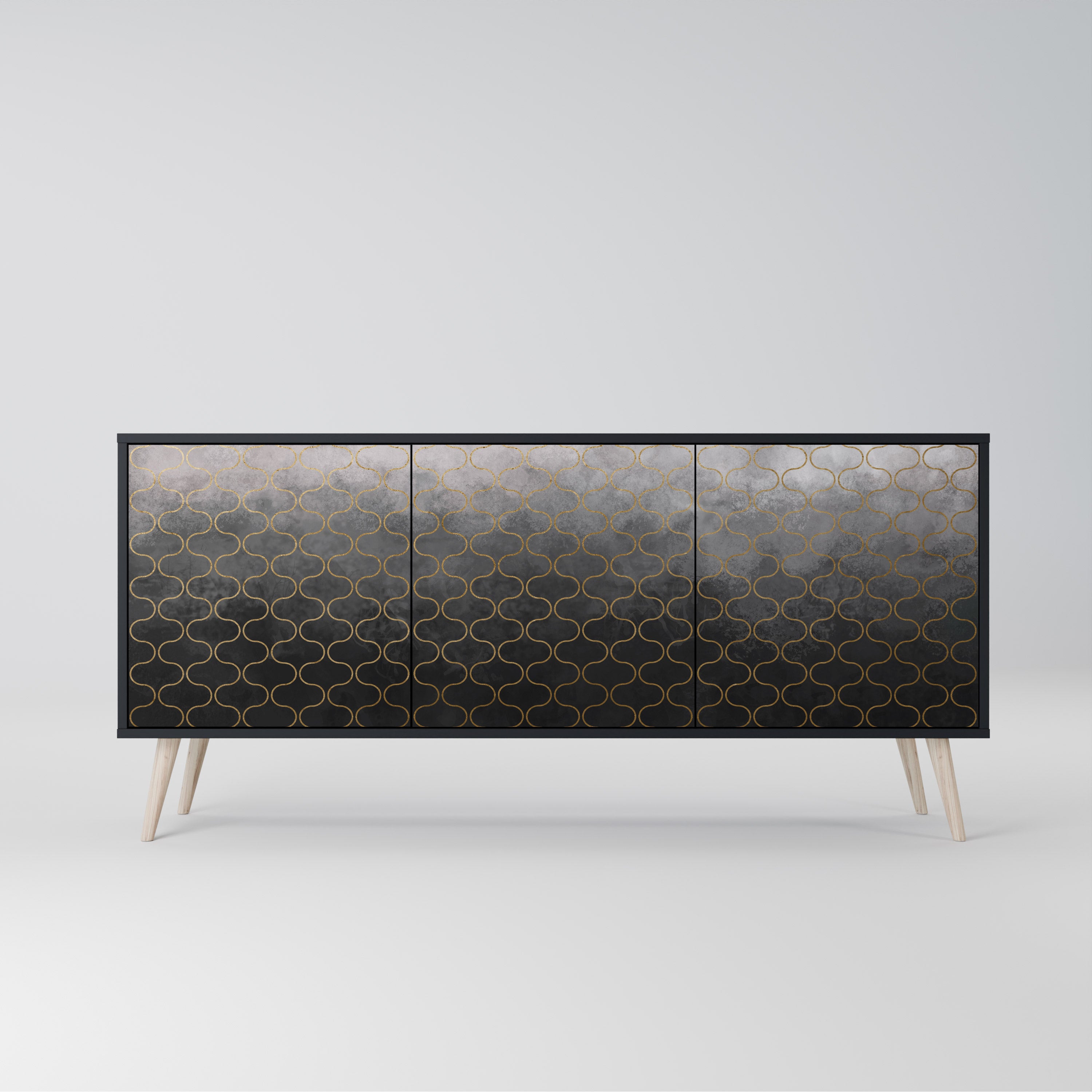TESSELATED GRAYISH Komoda 3-drzwiowa korpus Czarny