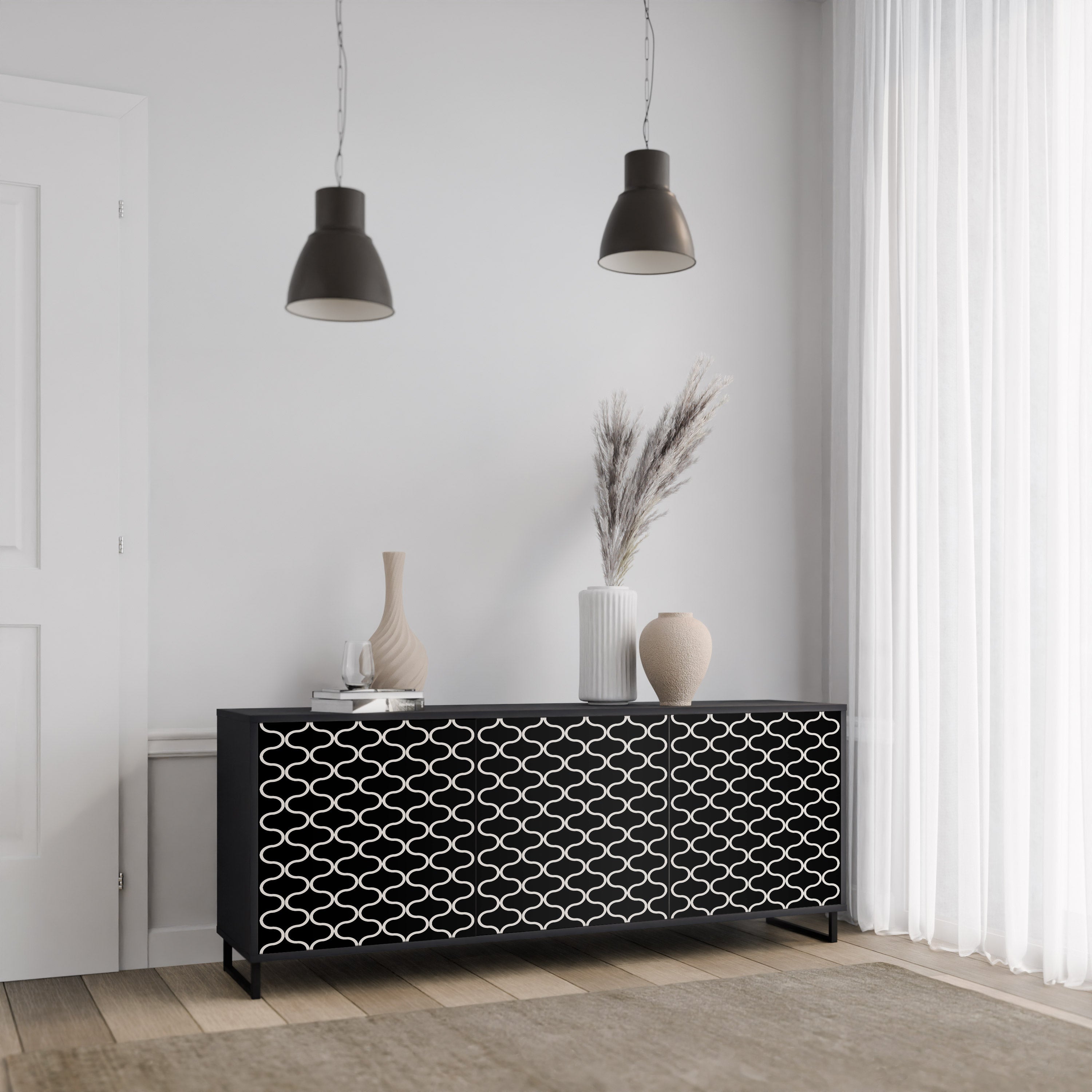TESSELATED BLACKNESS Komoda 3-drzwiowa korpus Czarny