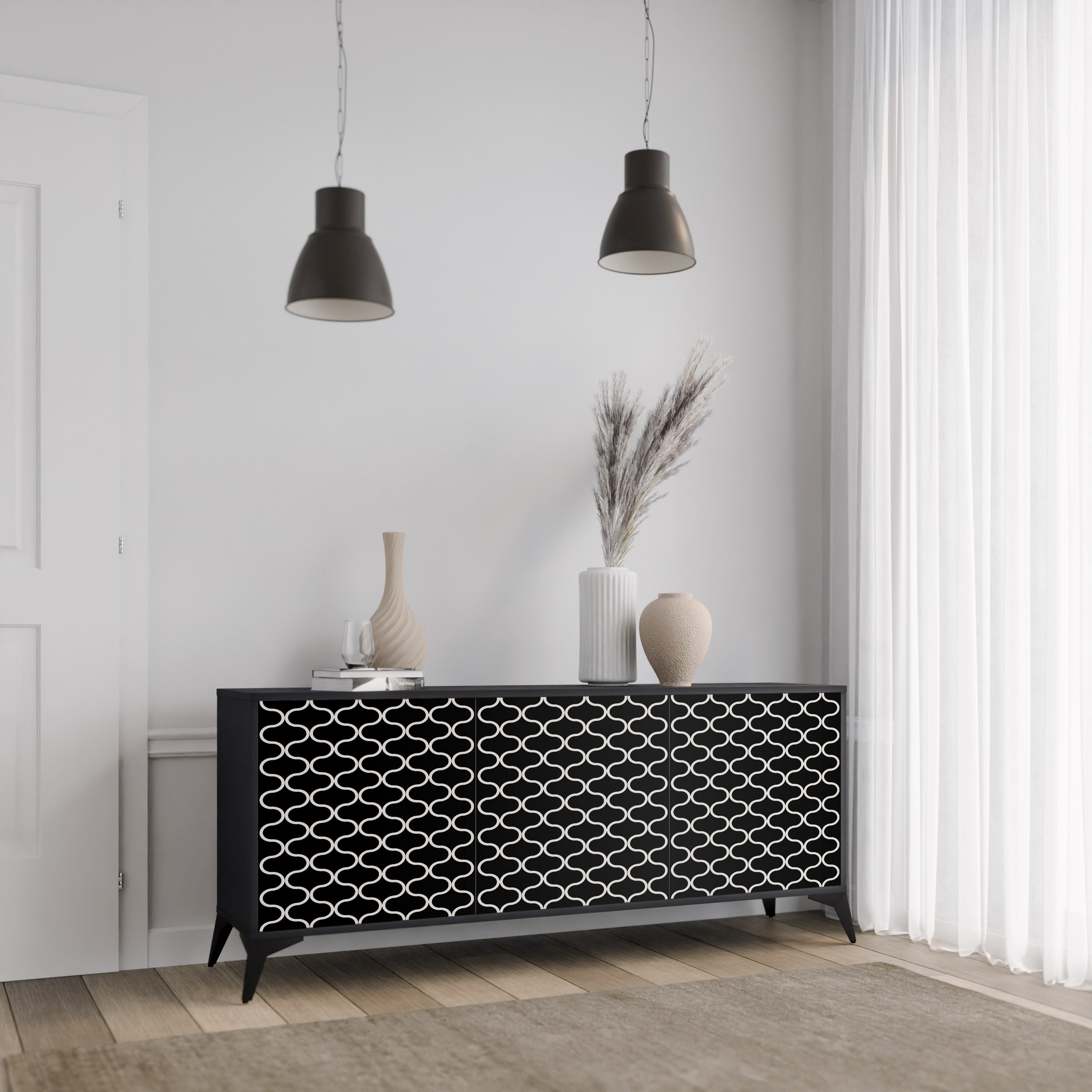 TESSELATED BLACKNESS Komoda 3-drzwiowa korpus Czarny