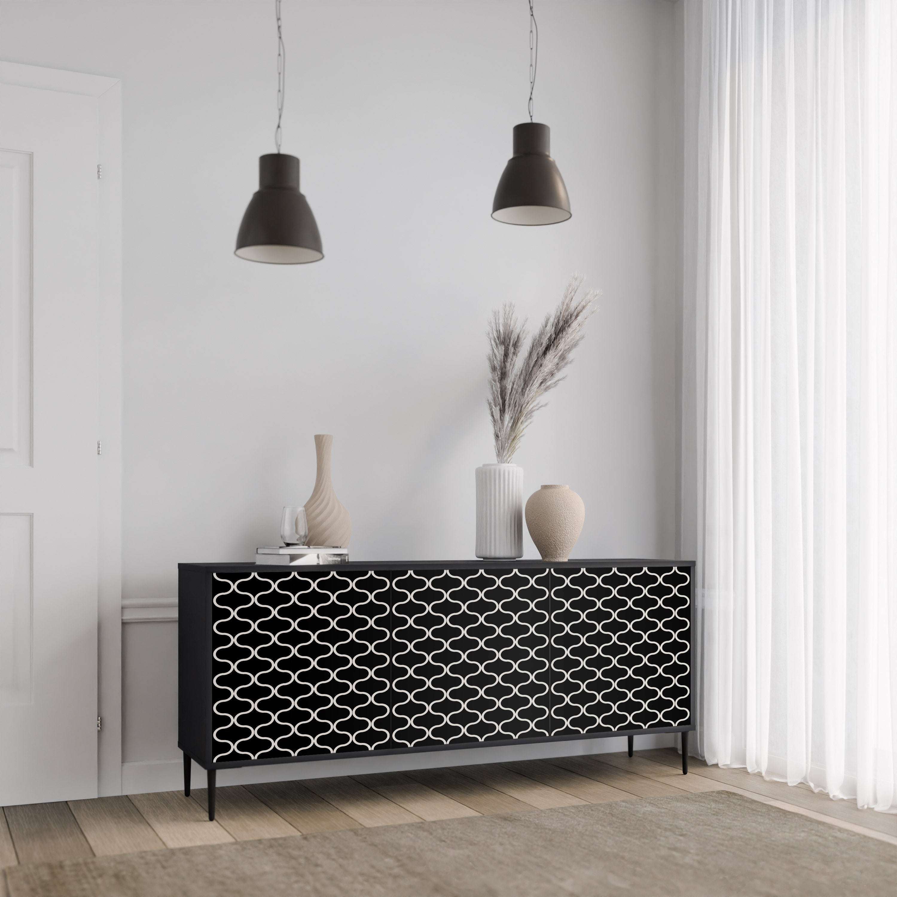 TESSELATED BLACKNESS Komoda 3-drzwiowa korpus Czarny