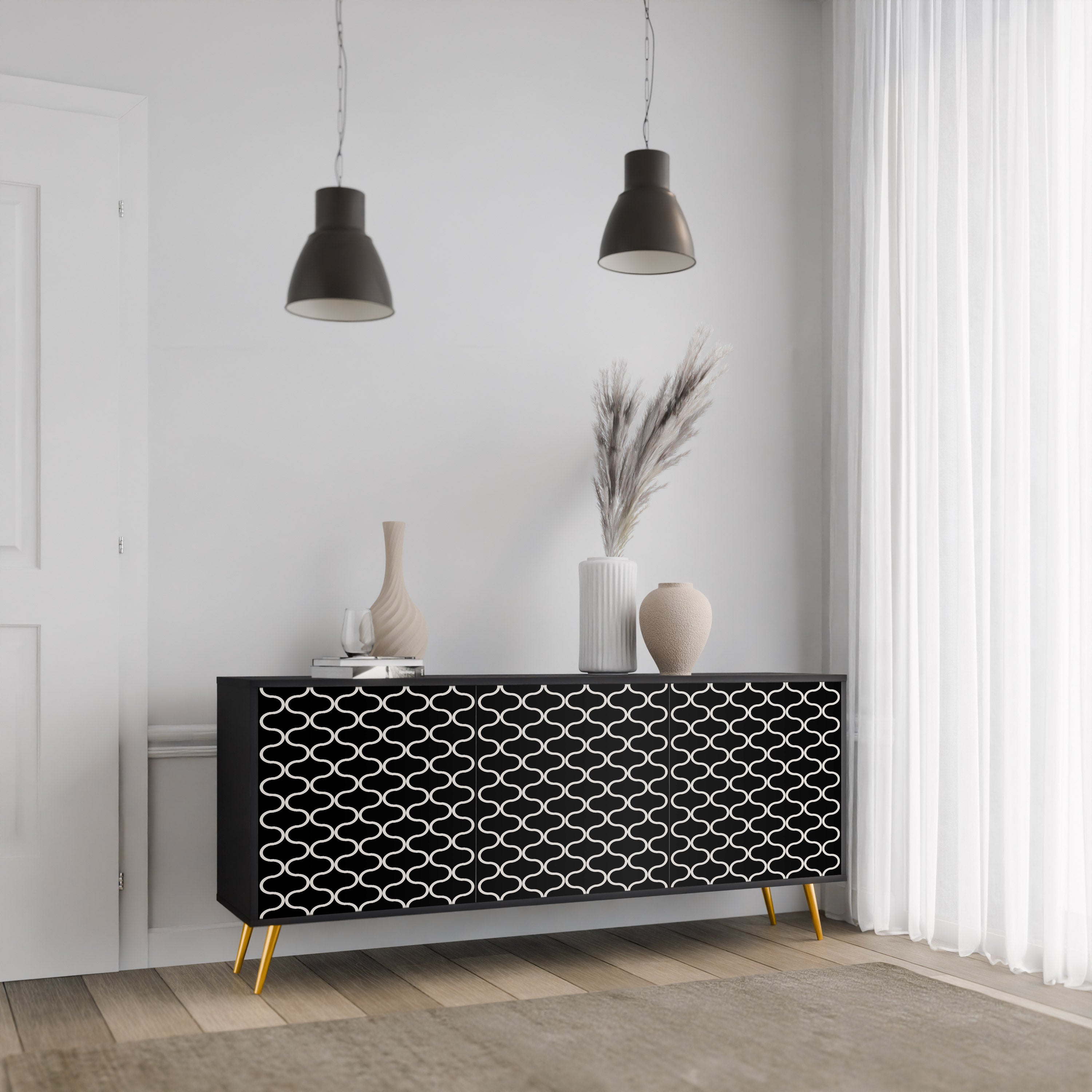 TESSELATED BLACKNESS Komoda 3-drzwiowa korpus Czarny