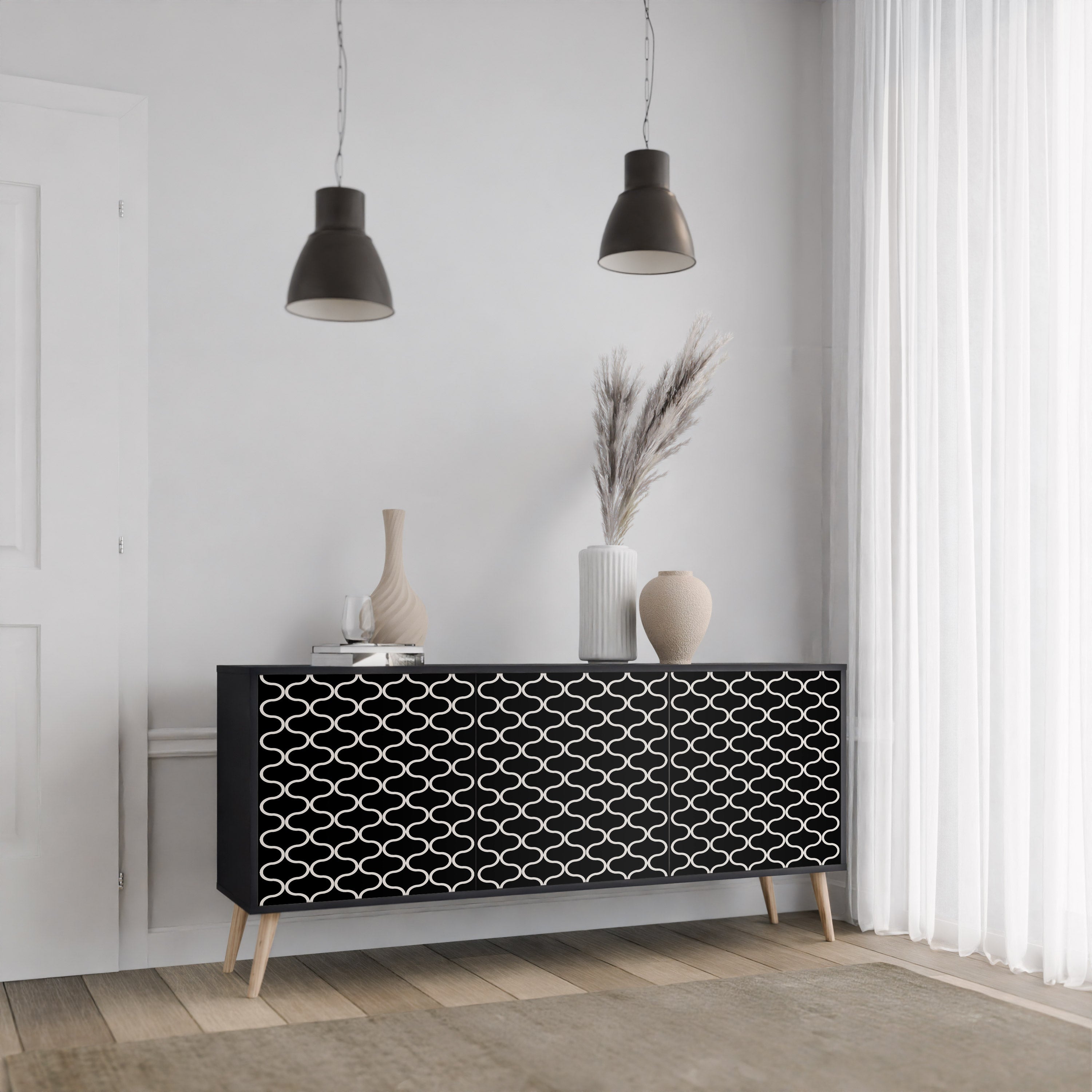 TESSELATED BLACKNESS Komoda 3-drzwiowa korpus Czarny