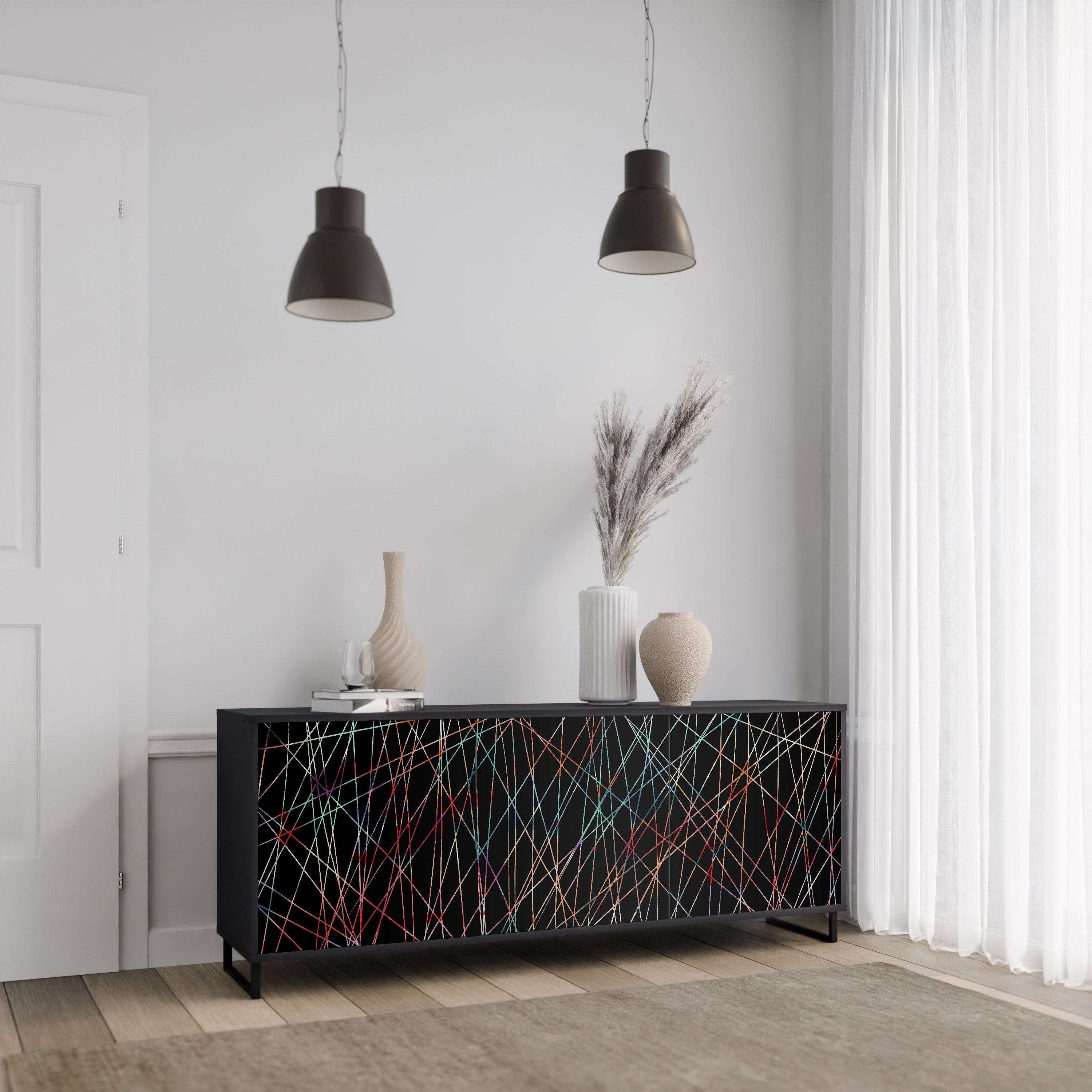 LUMINOUS SNARE Komoda 3-drzwiowa korpus Czarny