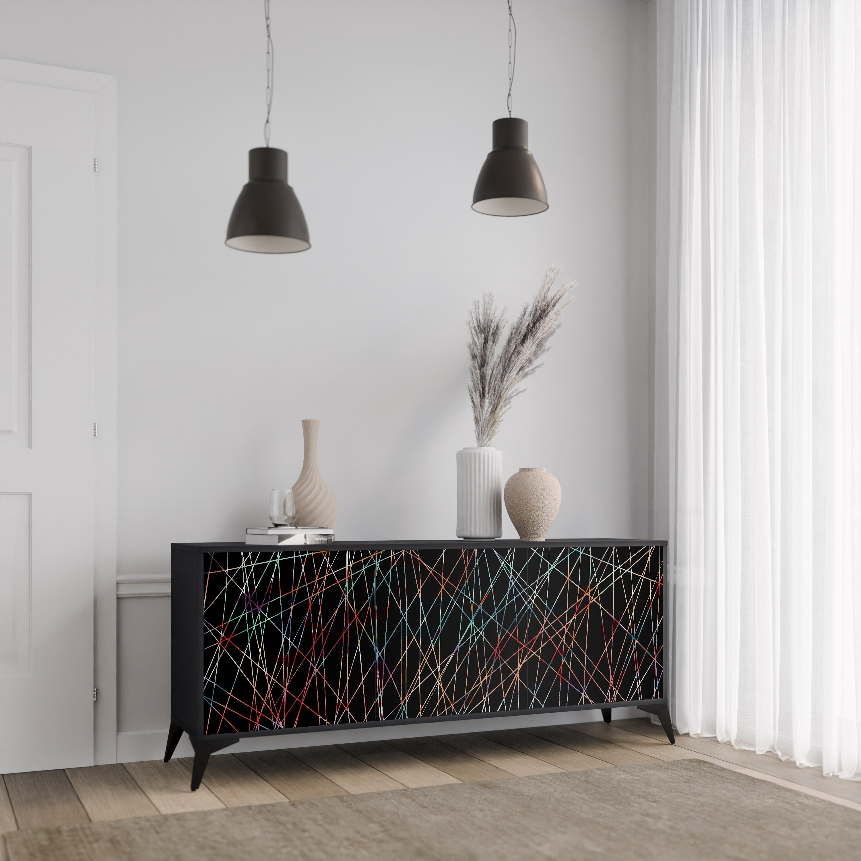 LUMINOUS SNARE Komoda 3-drzwiowa korpus Czarny